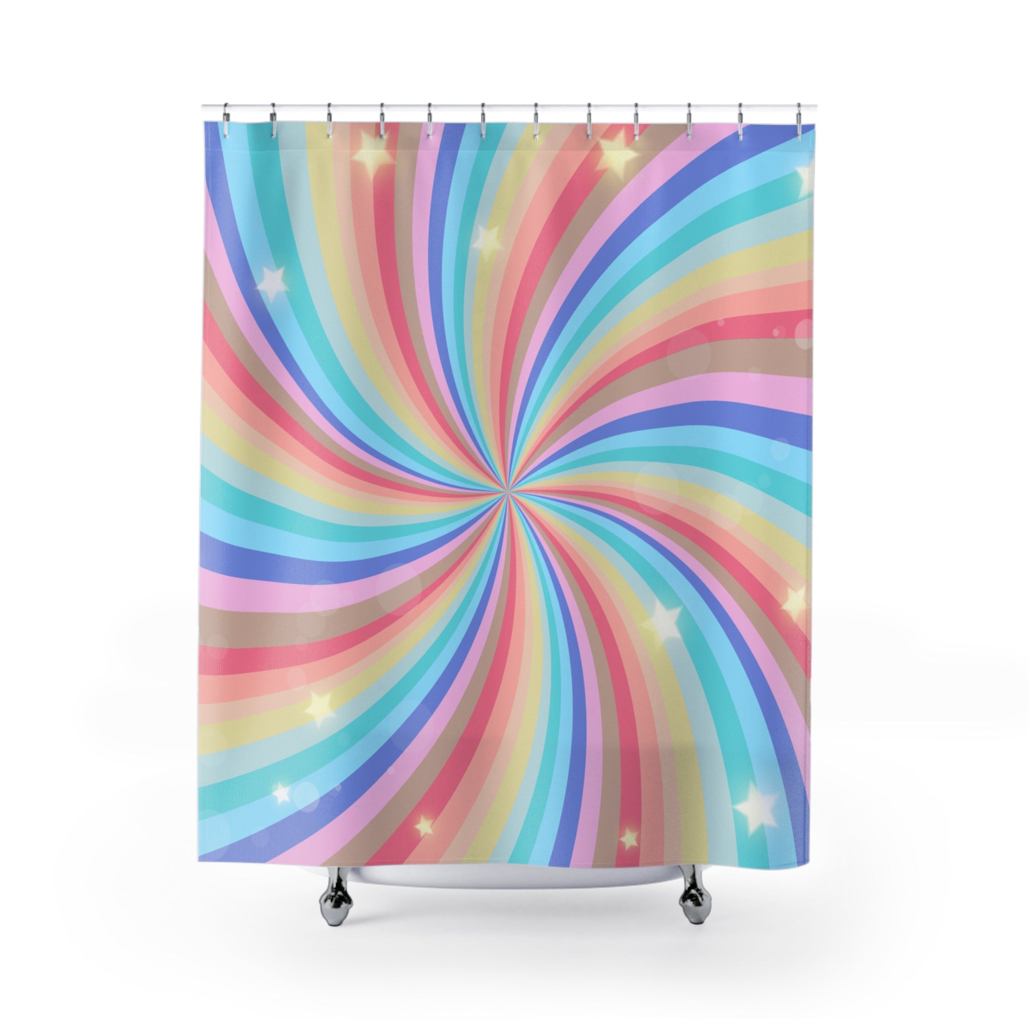 Colorful Unicorn Swirl Shower Curtain, Vibrant Bathroom Decor, Fun Home Accessories, Boho Style Curtain, Gift for Kids, Rainbow Vibes