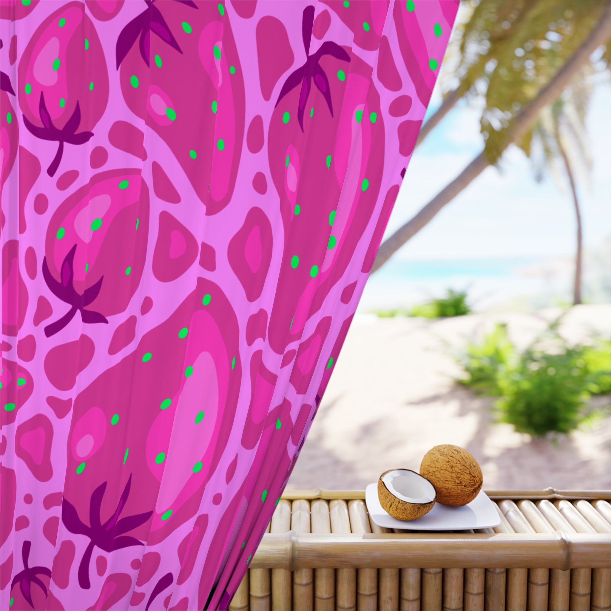 Strawberry Dreams Pink Pattern Blackout Window Curtain