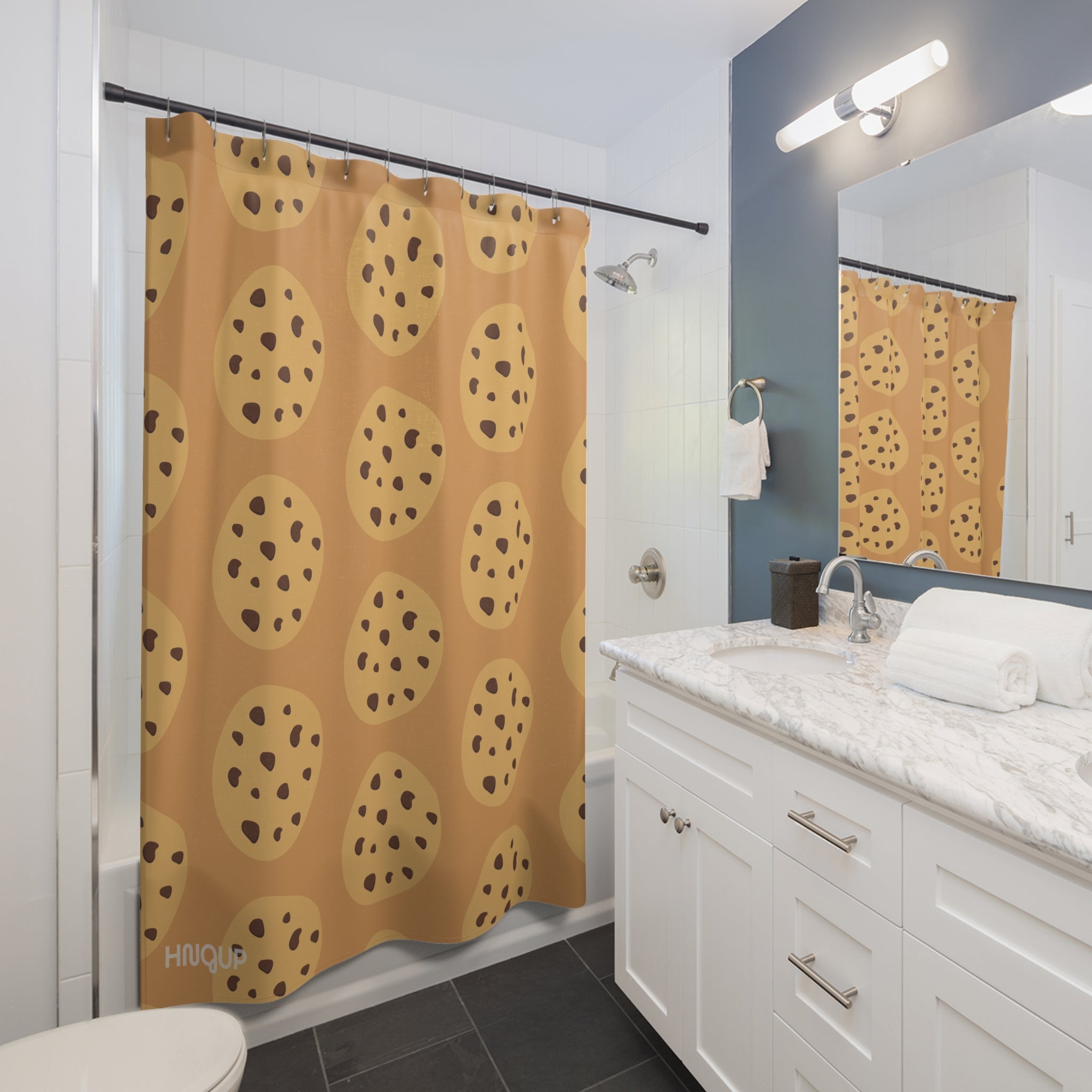 Cookie Pattern Shower Curtain - Fun Bathroom Decor, Kitchen Gift, Holiday Gift, Party Decoration, Unique Home Accessory