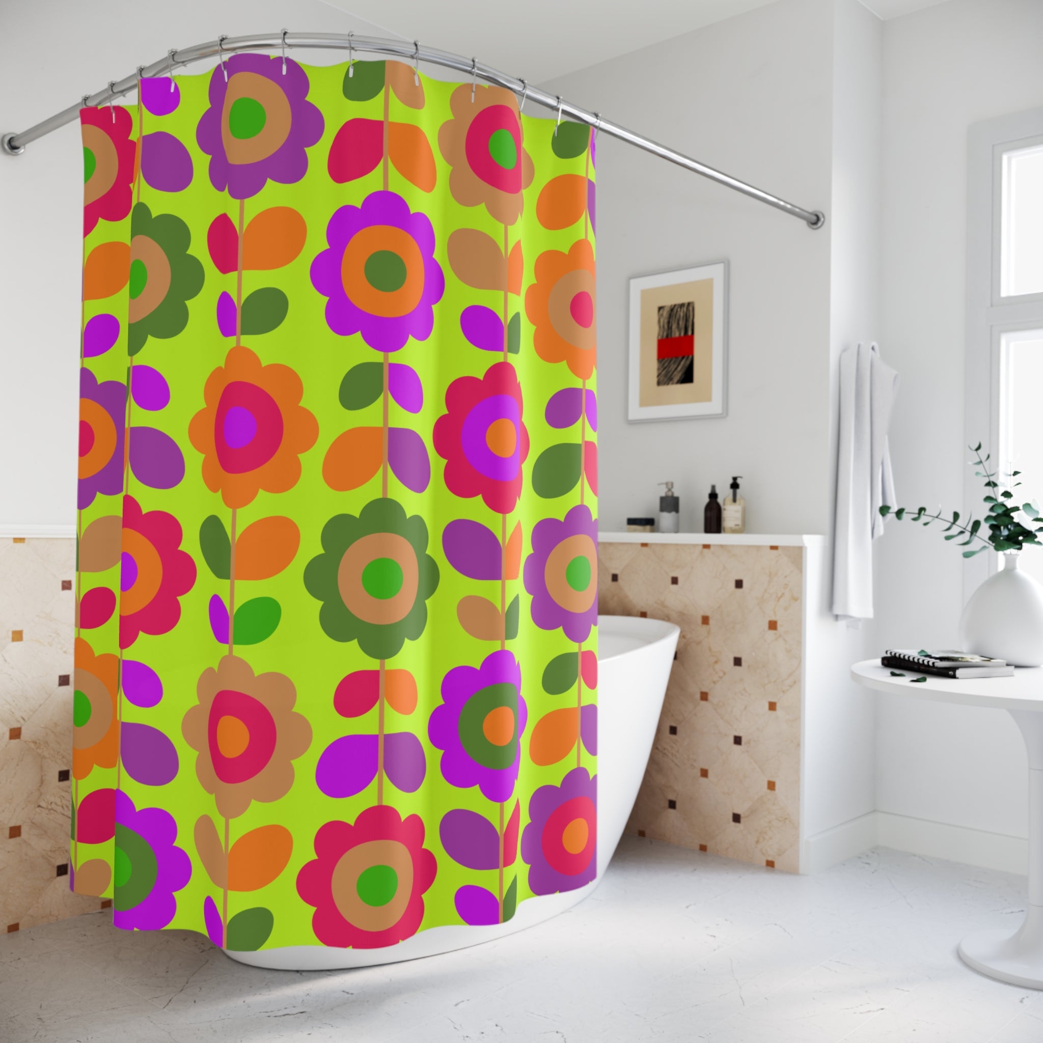 Crazy in Love Yellow Floral Shower Curtains