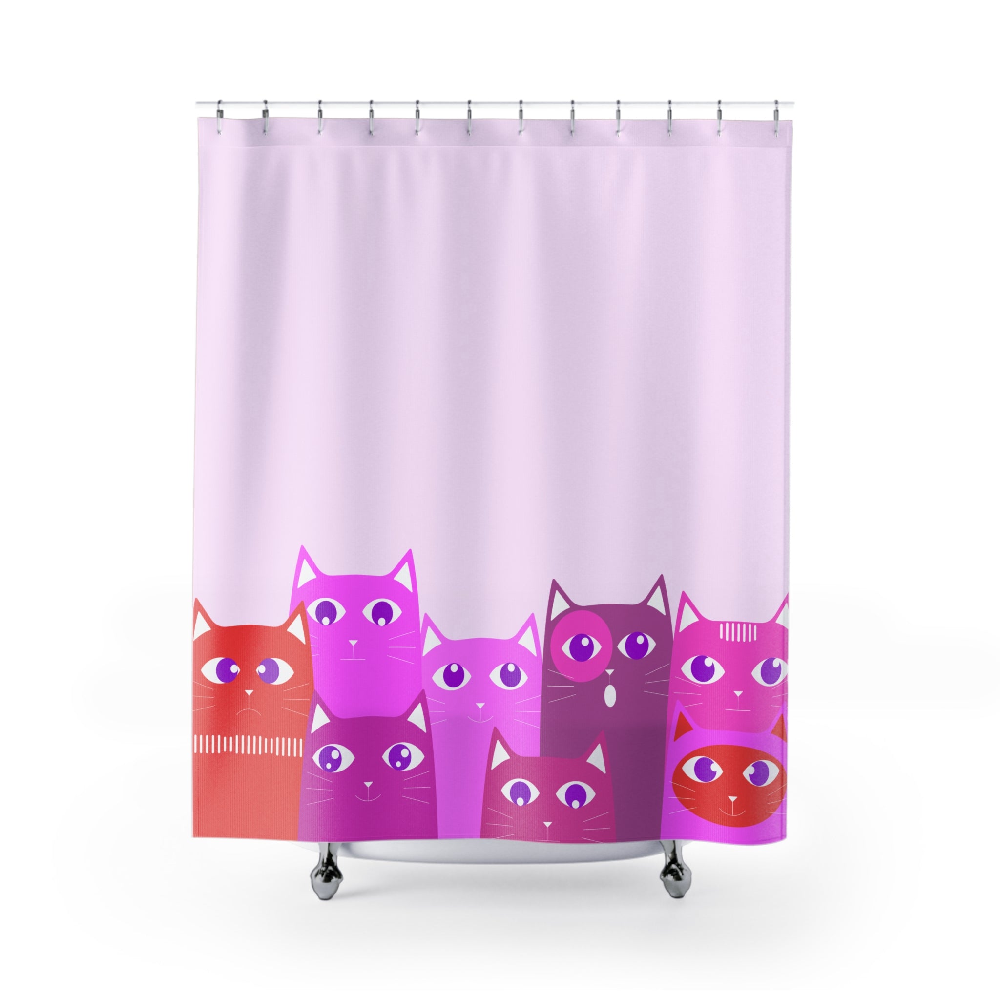 Curious Group of Pink Cats Shower Curtain