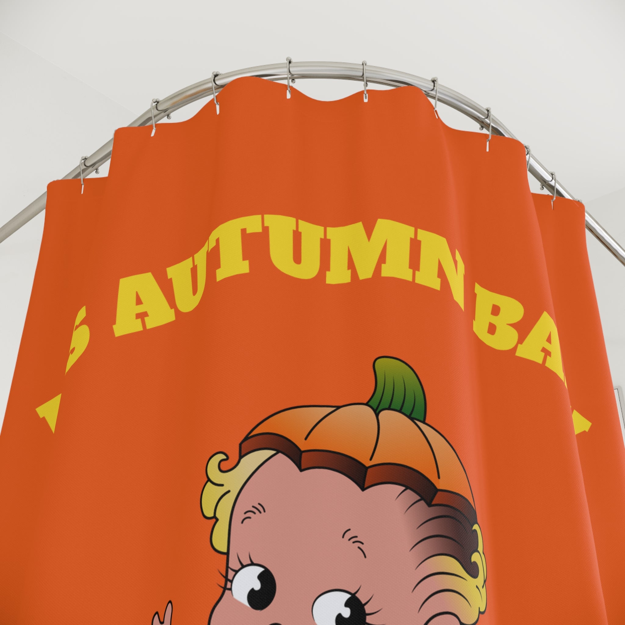 Adorable Autumn Baby Shower Curtain, Cute Seasonal Decor for Kids' Bathrooms, Halloween, Fall Celebration, Nursery