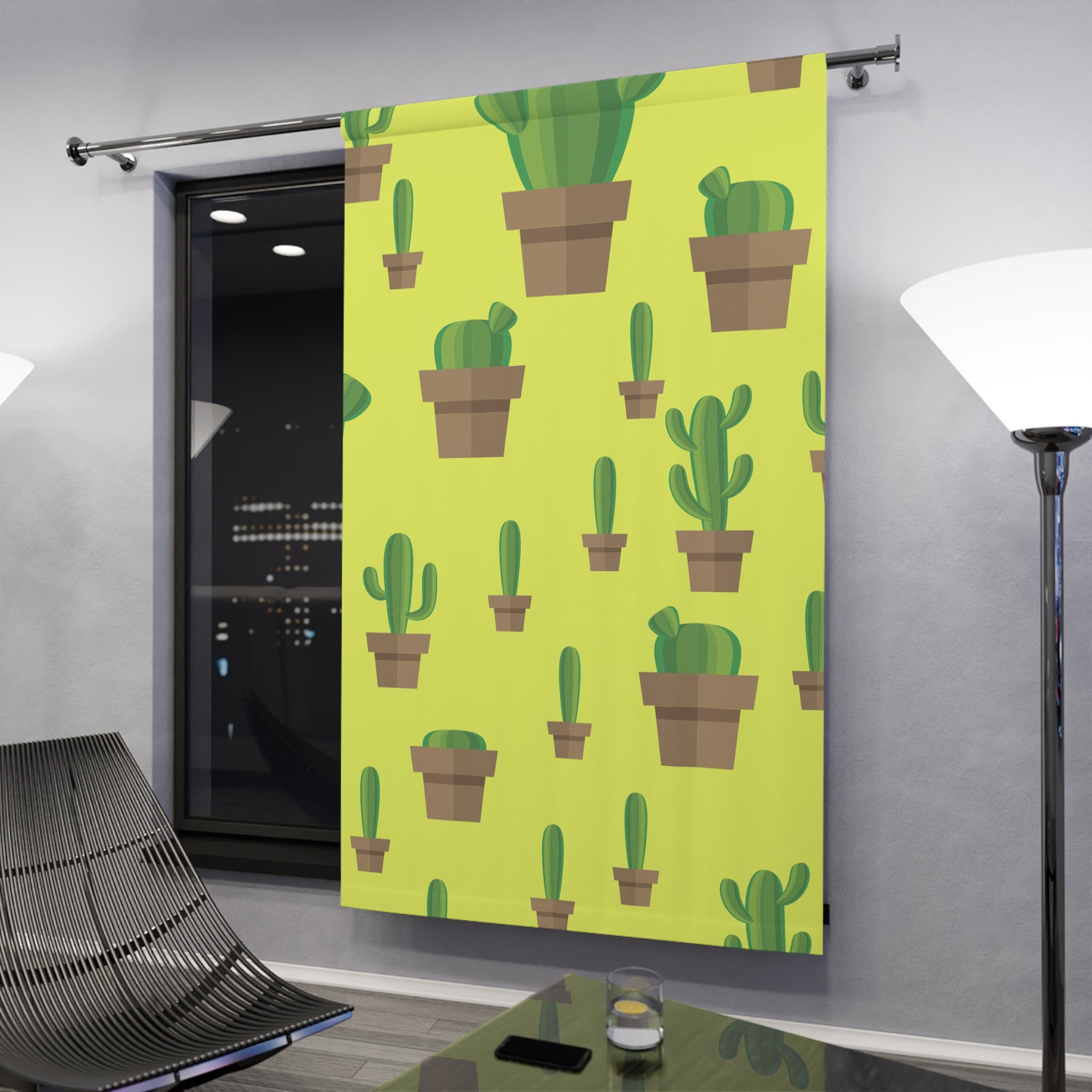 Cactusish Bright Yellow Blackout Window Curtain