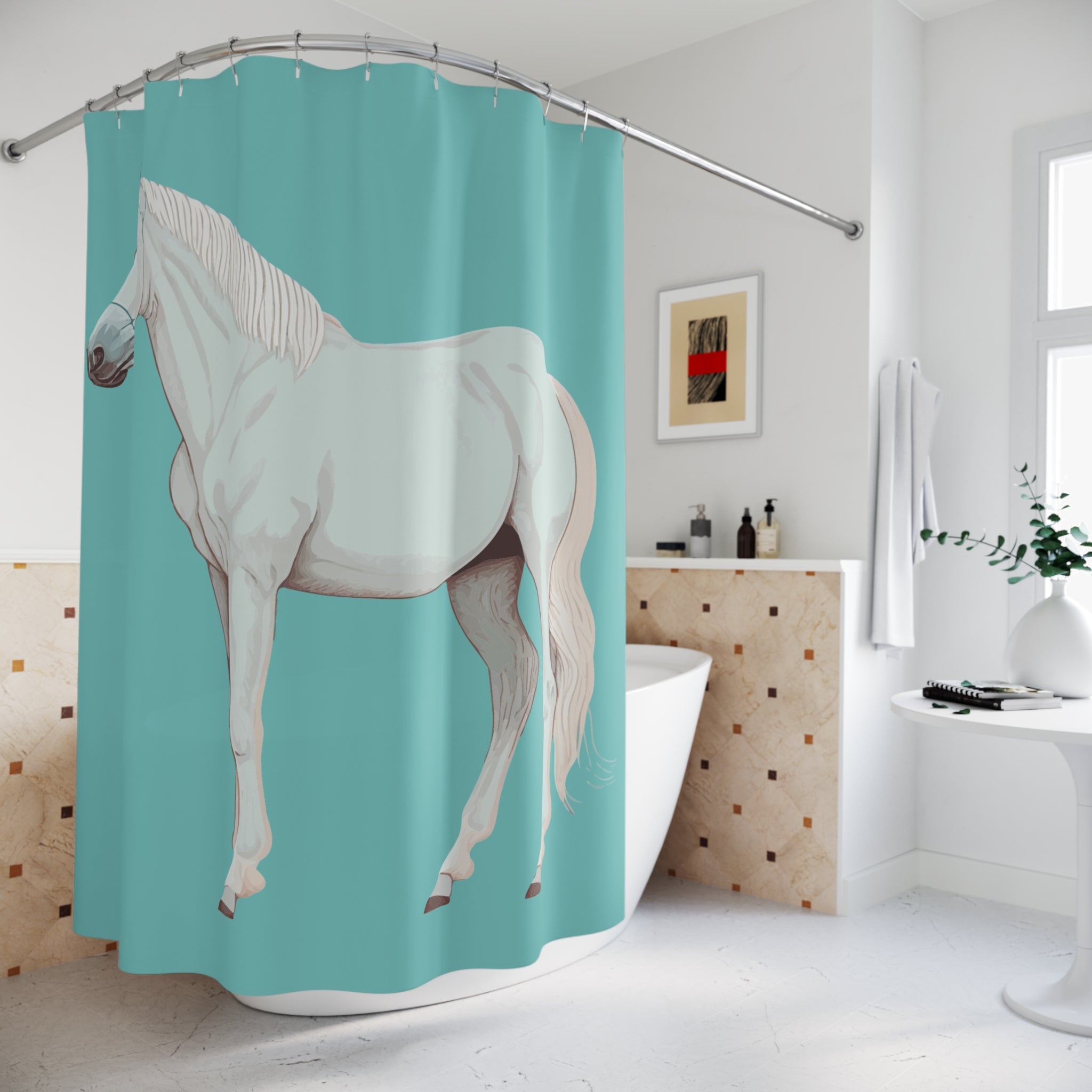 Equestrian Style Shower Curtain, Horse Lover Decor, Farmhouse Bathroom, Rustic Home Accents, Unique Gift for Riders
