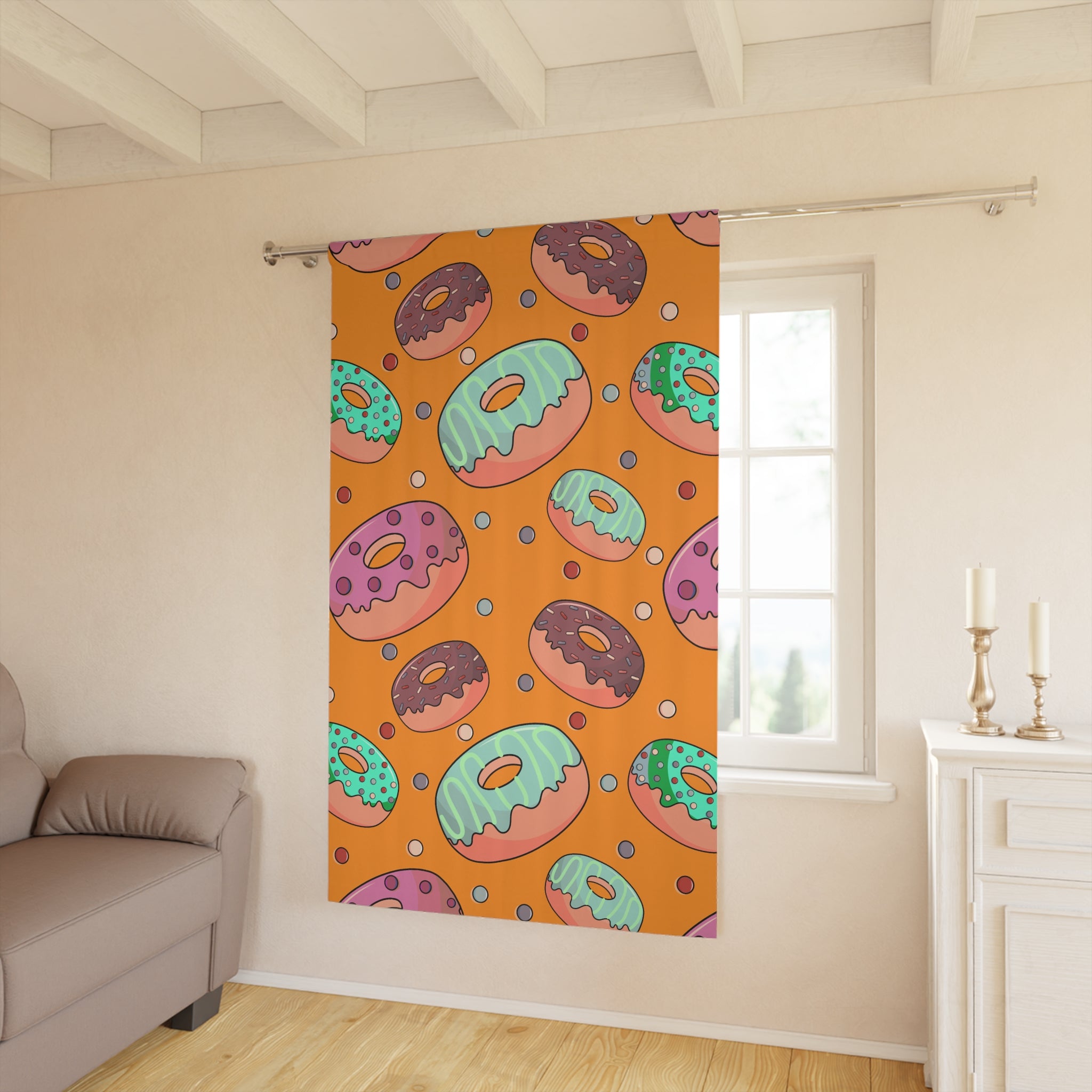 Sweeties Donuts Pattern Blackout Window Curtain