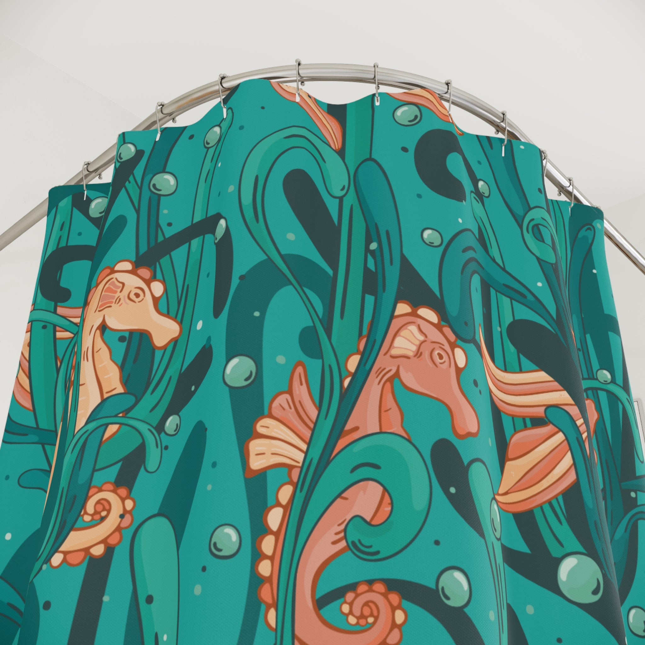 Ocean-Inspired Shower Curtain, Tropical Decor, Nautical Bathroom, Sea Life Decoration, Coastal Home Accent