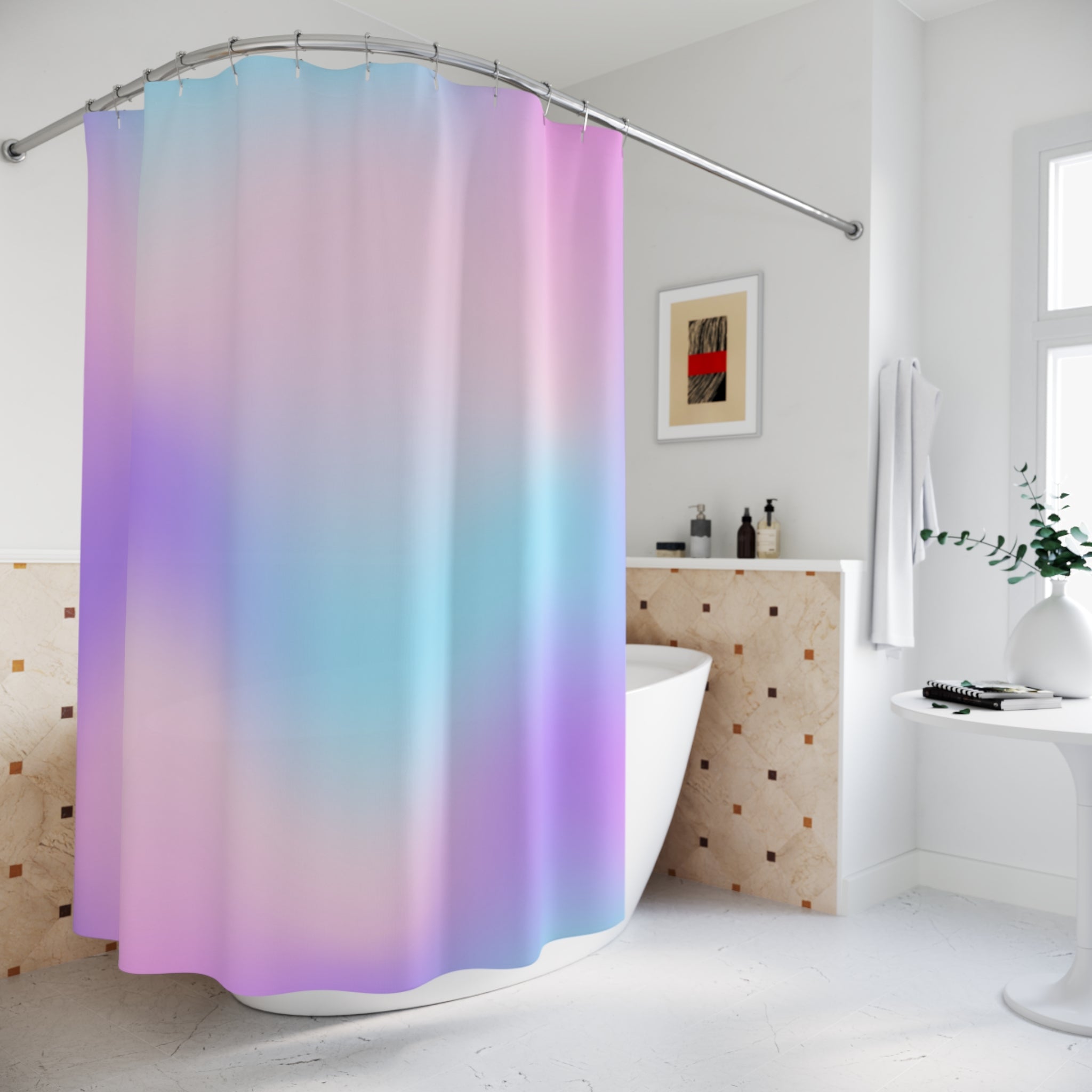 Mystical Gradient Aura Style Color Shower Curtain, Modern Bathroom Decor, Soft Pastel Colors, Home Spa Vibe, Unique Gift Idea, Stylish Bathroom Accessory