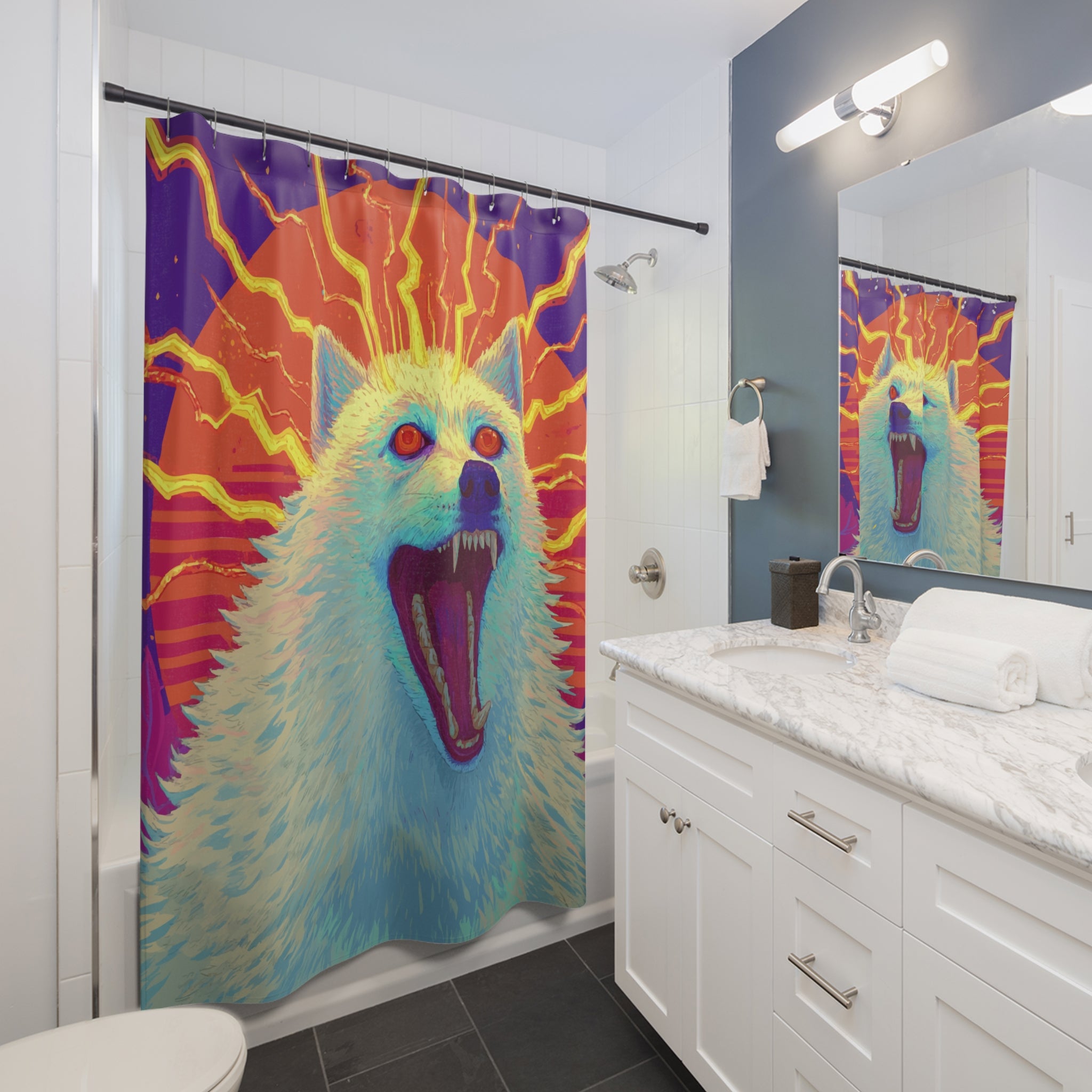 Electric Bazaar Wolfdogish Shower Curtain