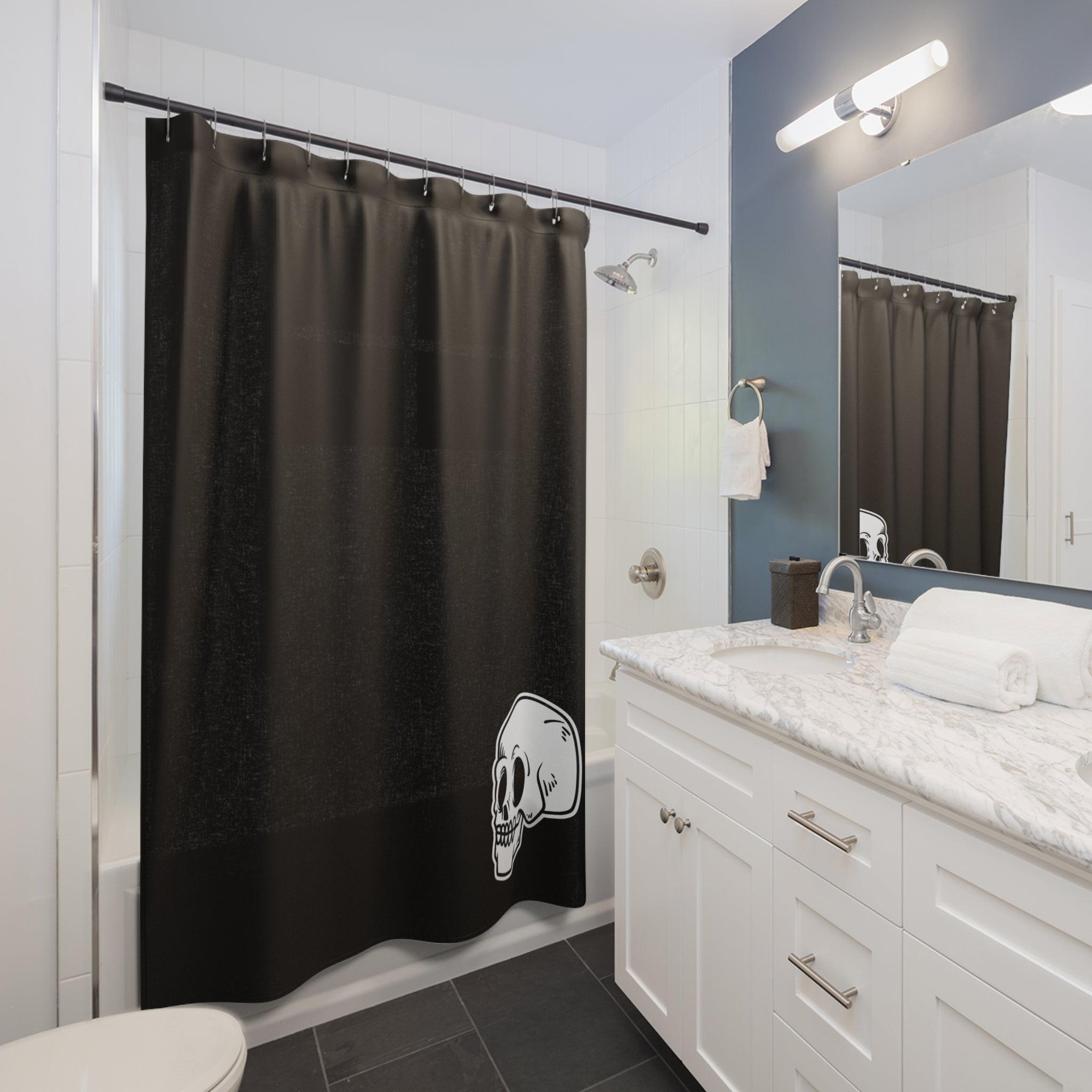 Gothic Skull Shower Curtain | Unique Bathroom Decor, Halloween Decoration, Monochrome Home Accessory, Spooky Gift Idea