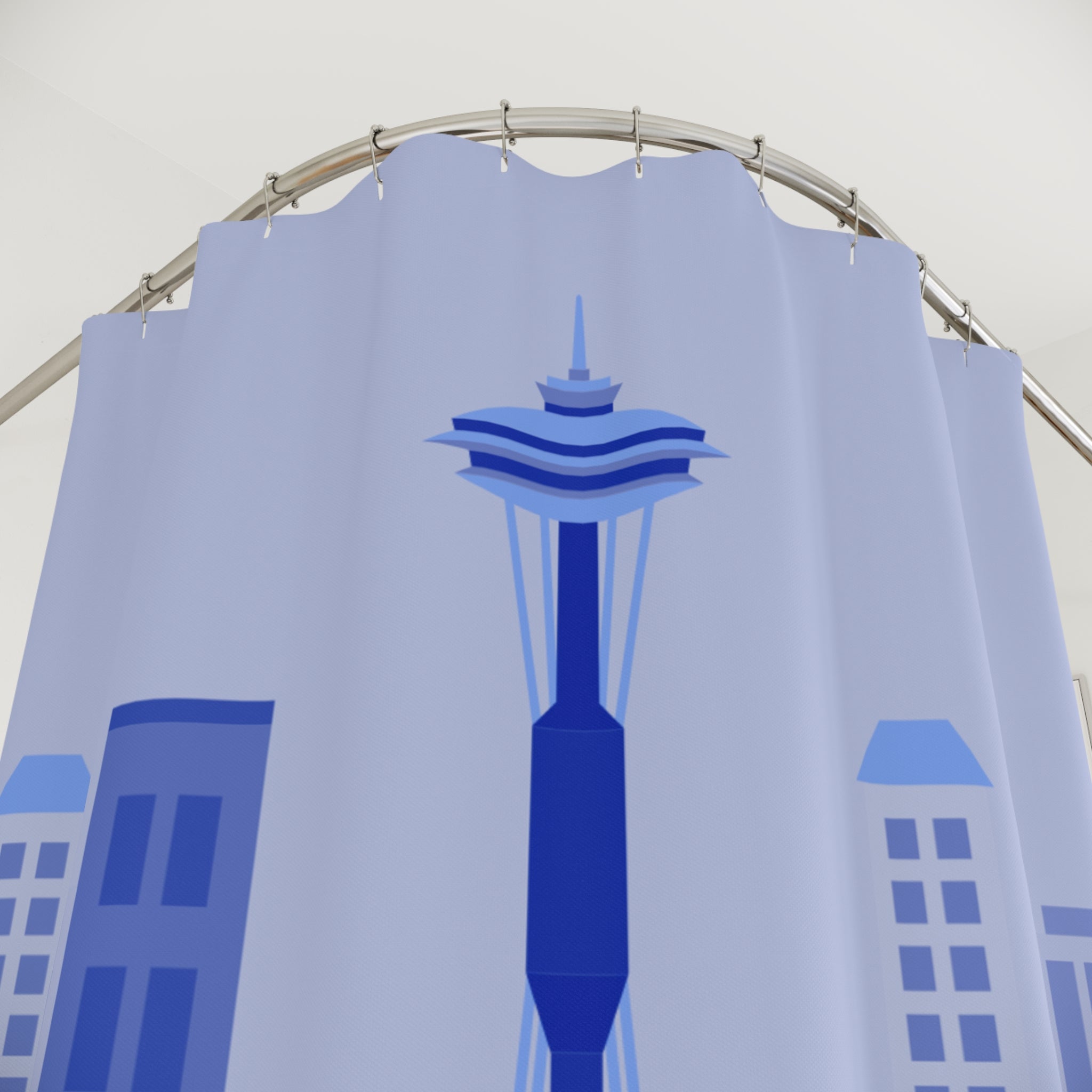 Seattle Skyline Blue Shower Curtain, Modern Bath Decor, Urban Design Shower Curtain, Gift for Home, Bathroom Accessories, Unique Shower Decor
