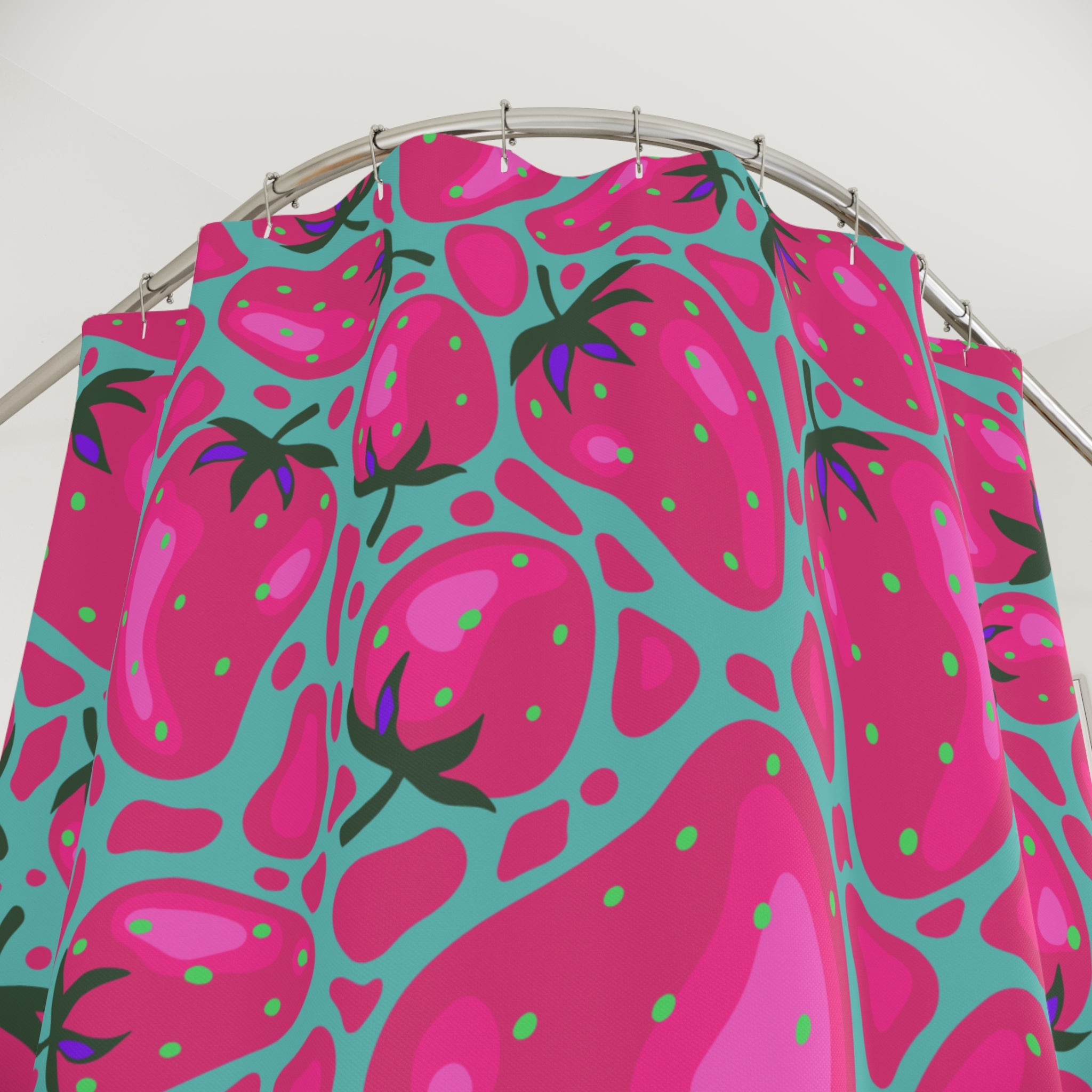 Strawberry Dreams Naturalish Shower Curtain