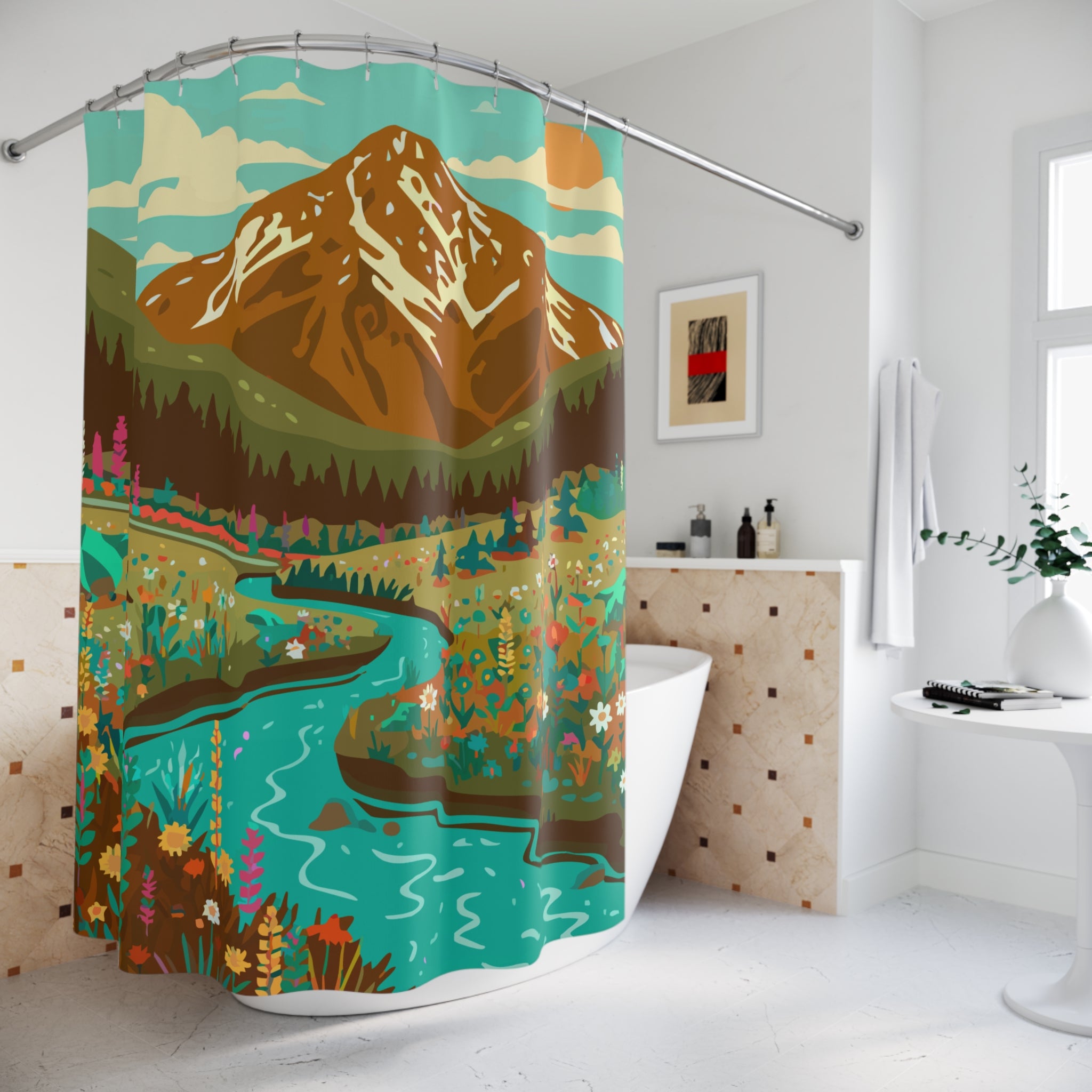 God Speed Colorado Mountain Design Shower Curtain