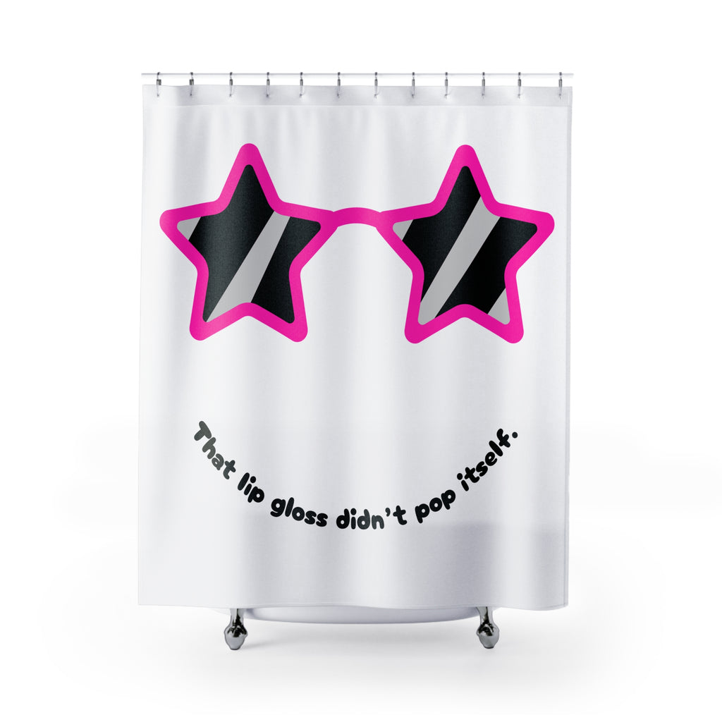That lip gloss didn’t pop itself. Star Sunglasses Shower Curtain