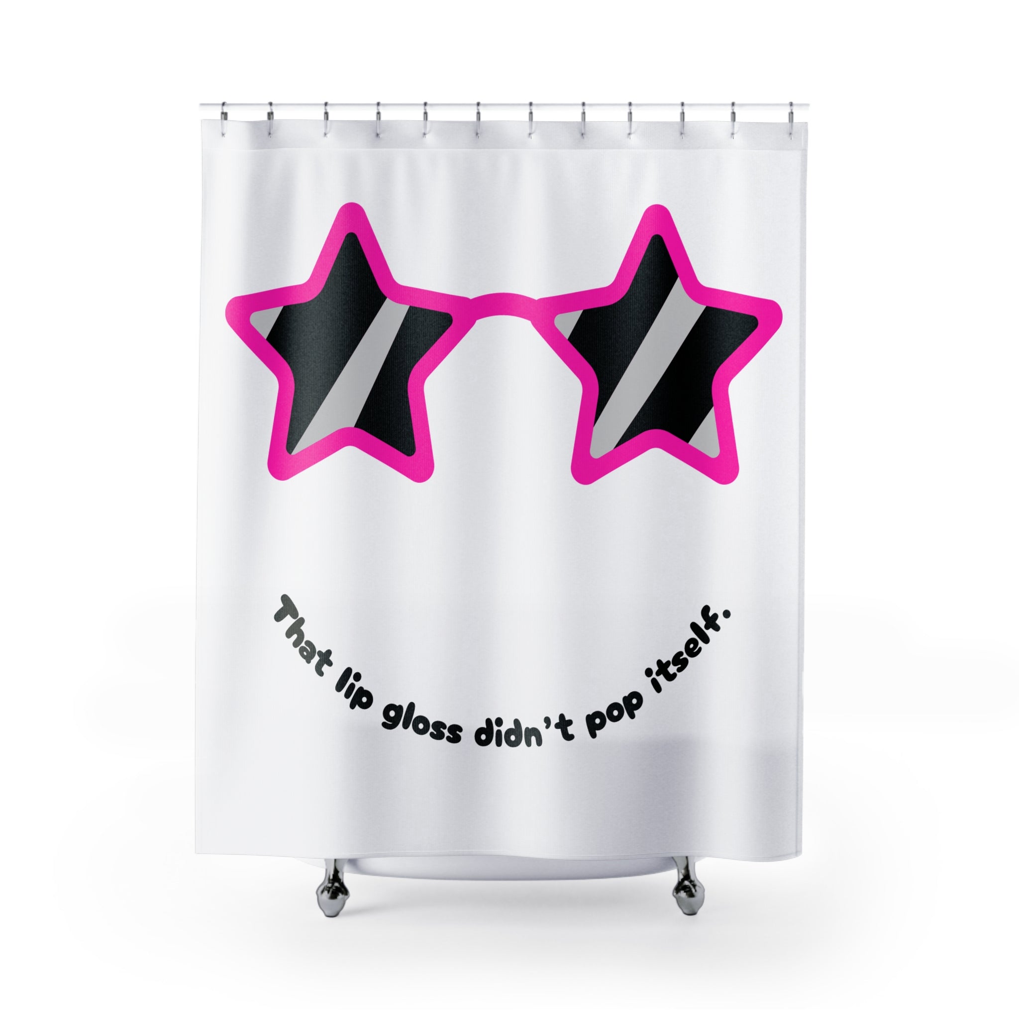 That lip gloss didn’t pop itself. Star Sunglasses Shower Curtain
