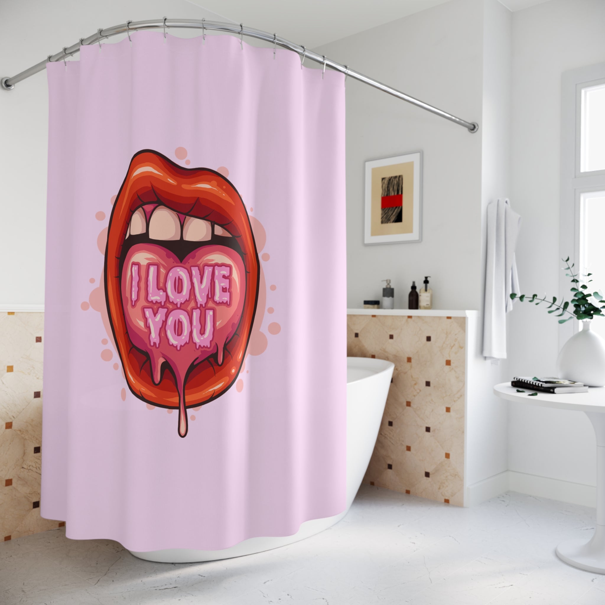 Bold Love Shower Curtain, Romantic Bathroom Decor, Fun Gift for Couples, Flirty Home Accent, Holiday & Valentine’s Day Decor