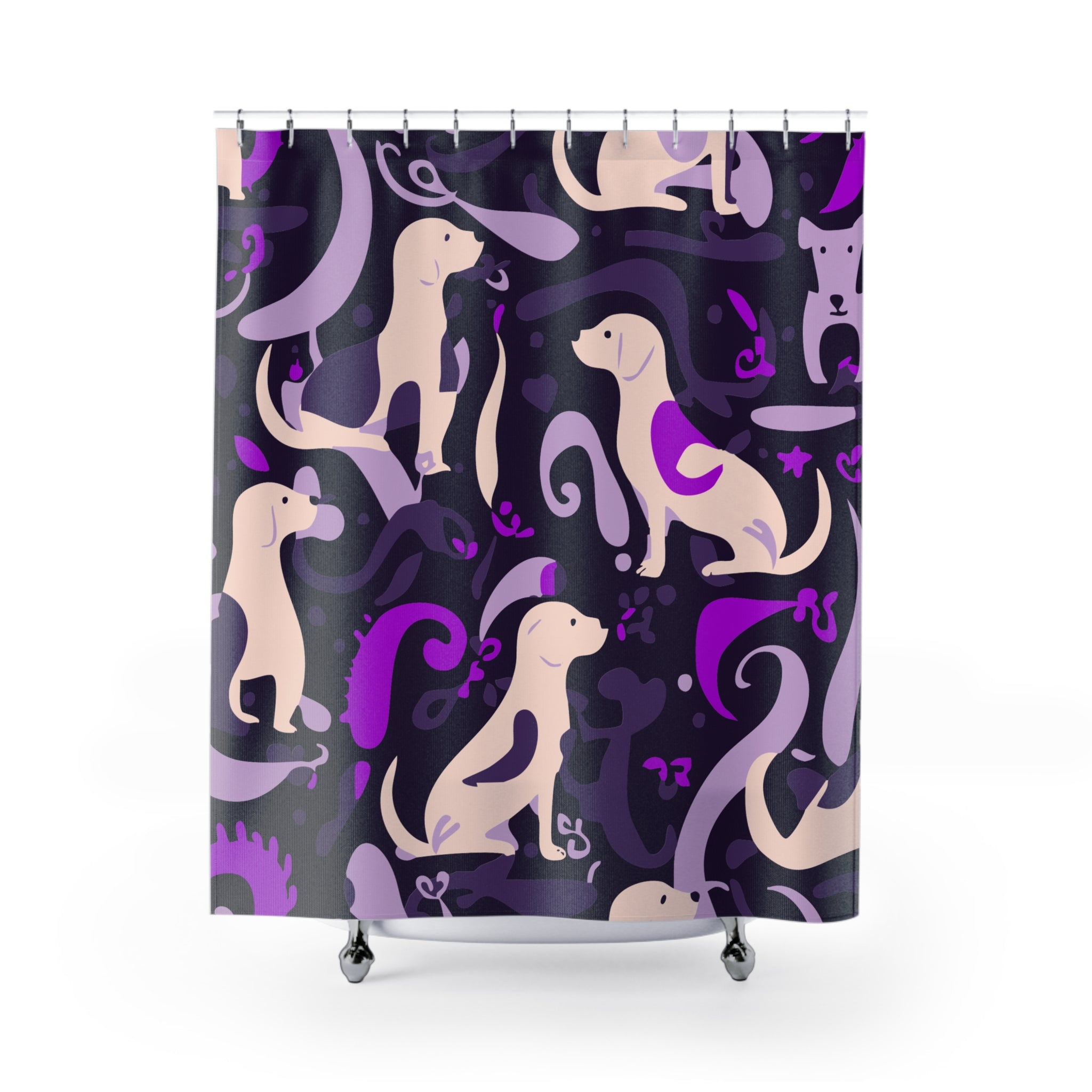Whimsical Purplish Dog Swirl Shower Curtain