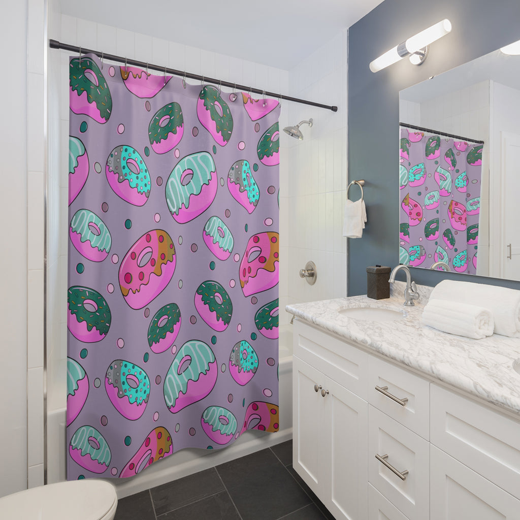 Sweeties Pink Donuts Pattern Shower Curtain