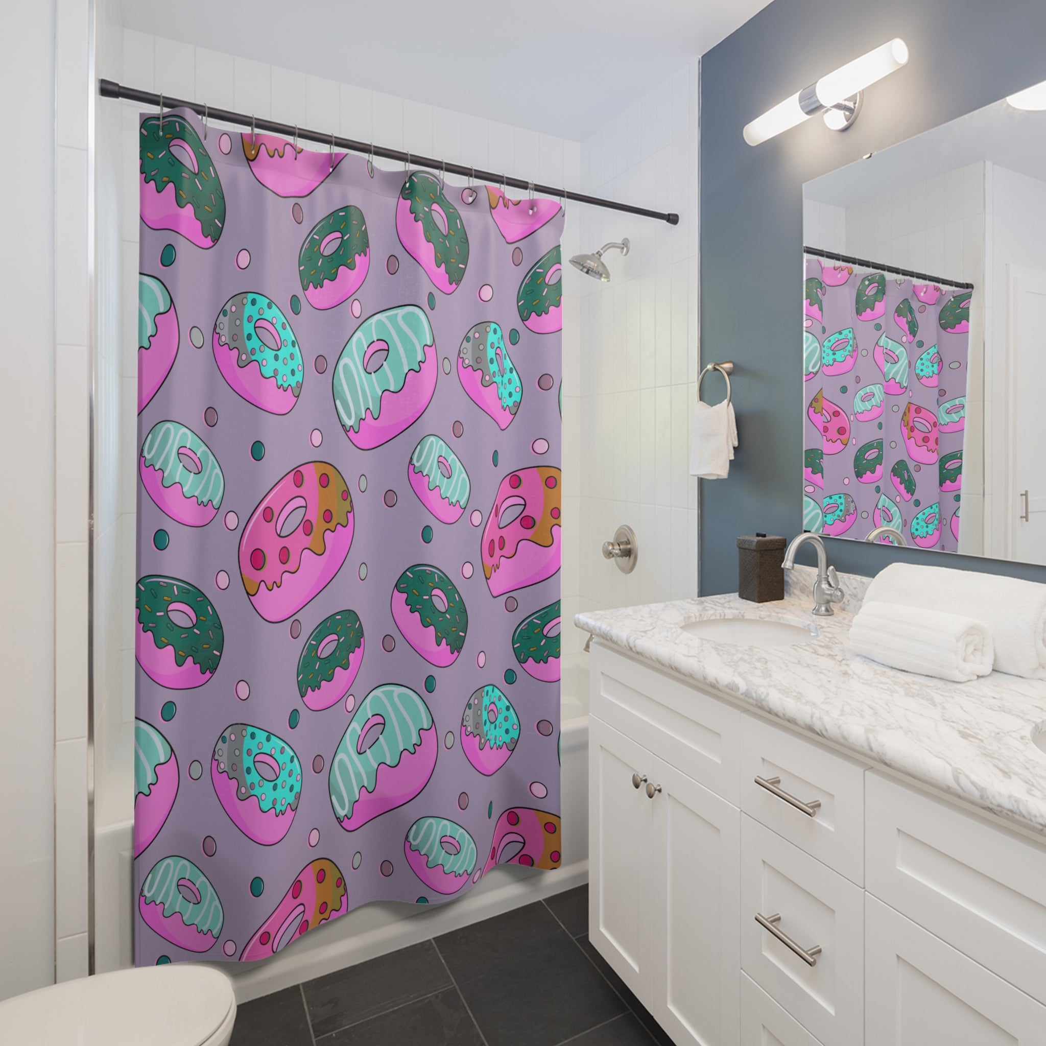 Sweeties Pink Donuts Pattern Shower Curtain