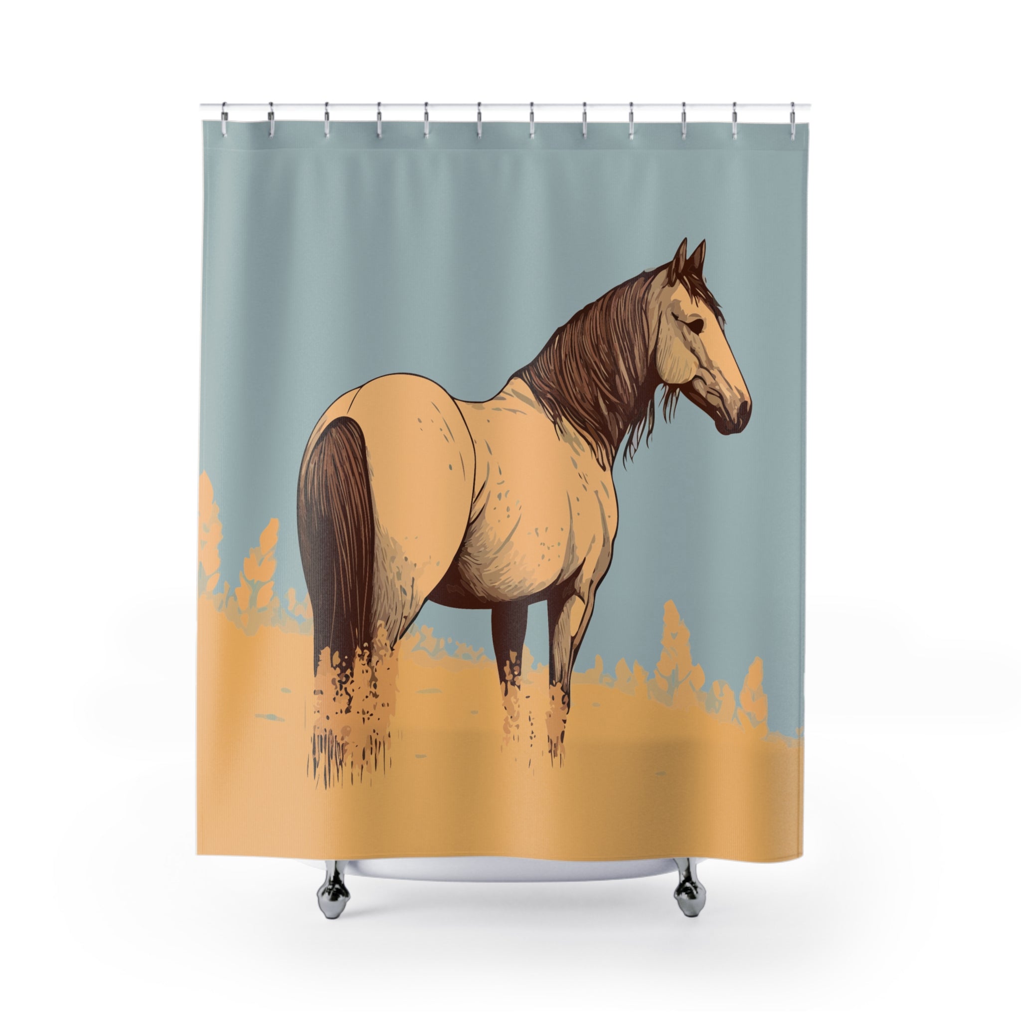 Elegant Western Horse Shower Curtain - Rustic Horse Decor for Bathroom, Equestrian Gift, Farmhouse Style, Horse Lover's Home