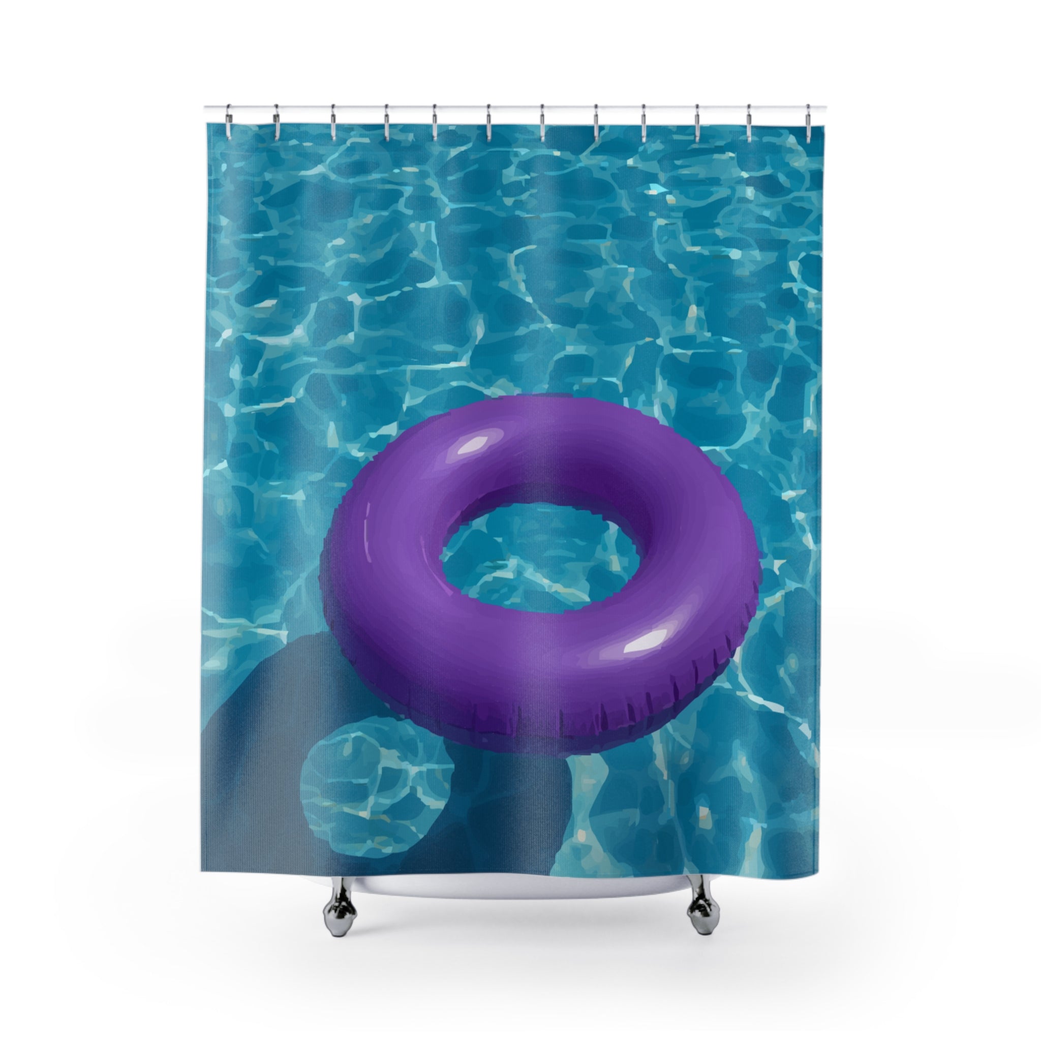 Poolside Purple Floaty Design Shower Curtain