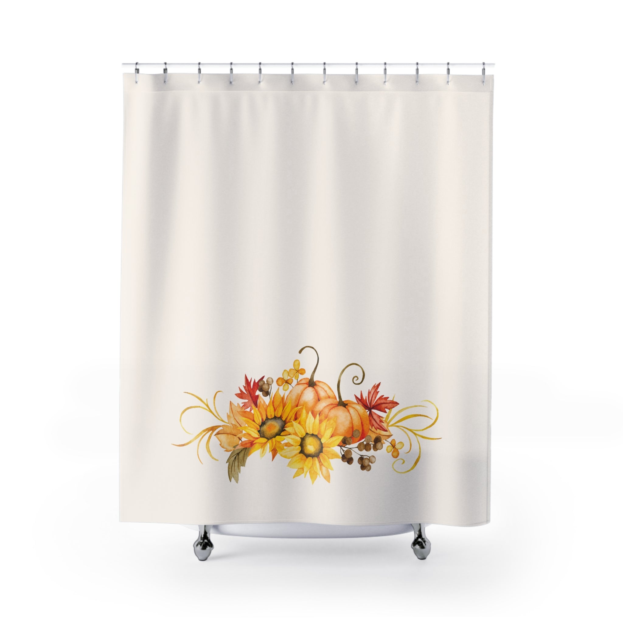 Autumn Floral Shower Curtain, Cozy Bathroom Decor, Seasonal Home Accent, Harvest Themed Gift, Fall Decor Ideas