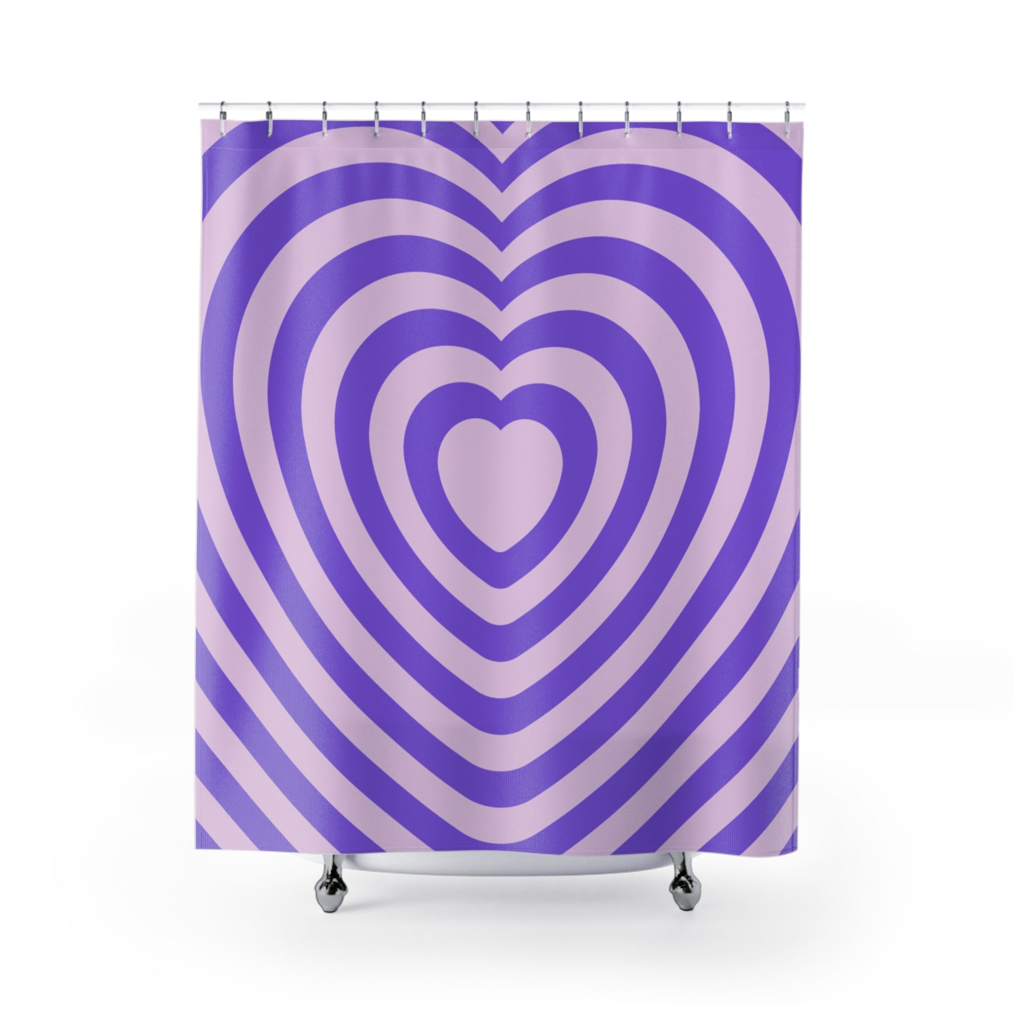 Purple Heart Shower Curtain, Modern Bathroom Decor, Gift for Her, Valentine's Day Decor, Love Theme