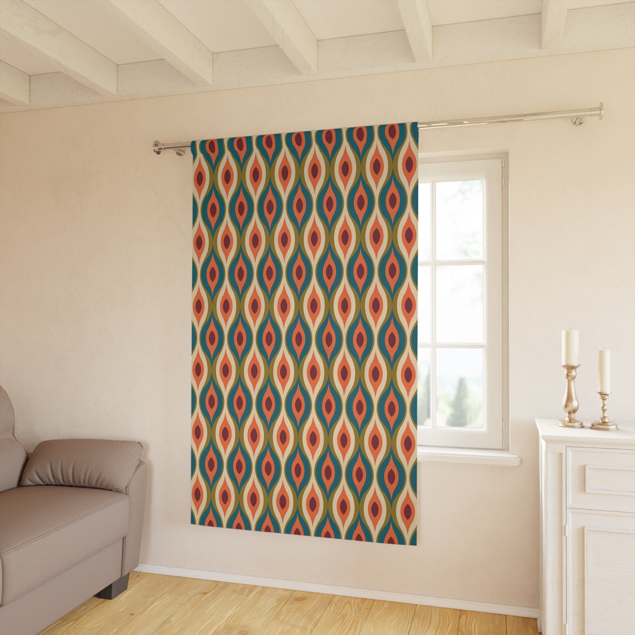 Retro Shaped Boho Pattern Blackout Window Curtain