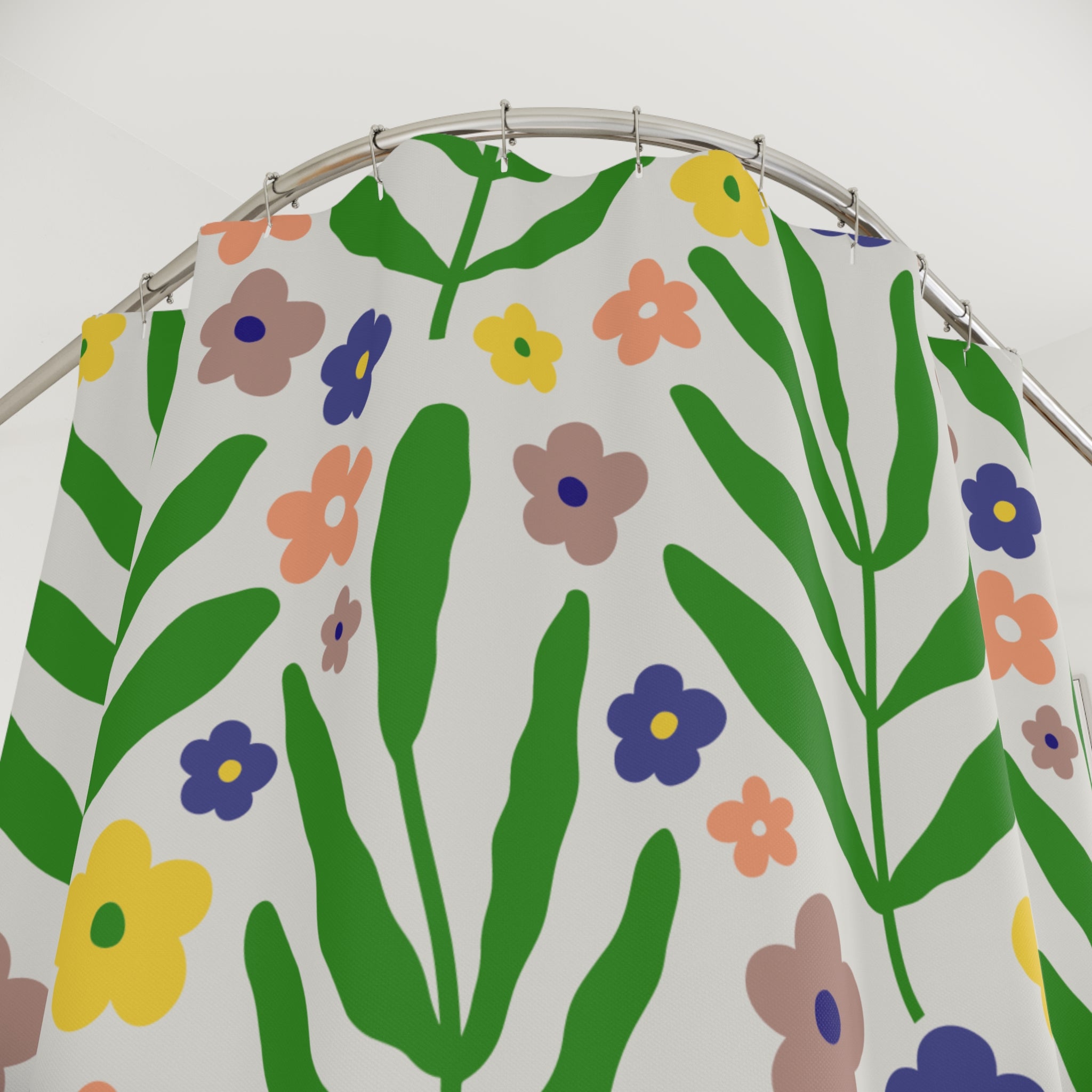 Vibrant Floral Shower Curtain, Boho Bathroom Decor, Garden-Inspired Design, Brighten Your Space, Eco-Friendly Home