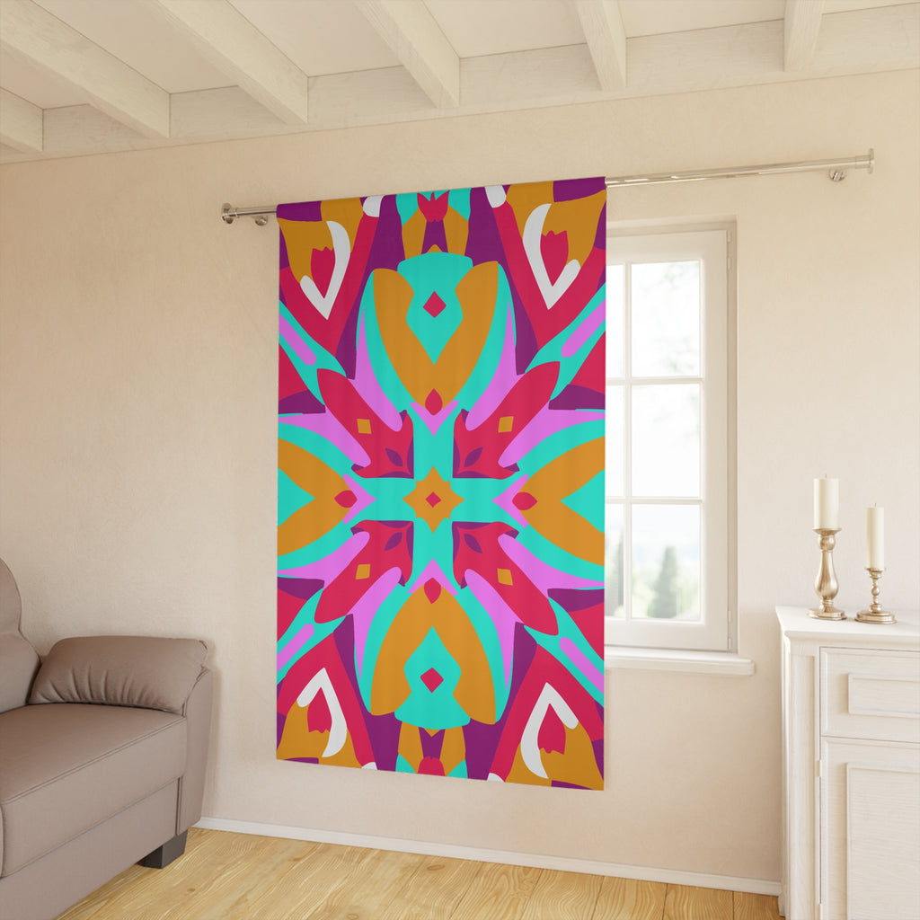 Pinkish Geometric Pattern Blackout Window Curtain