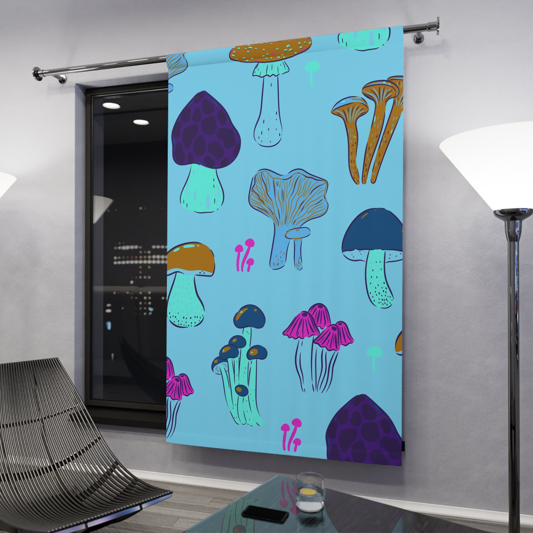 So Much Shroom Blue Blackout Window Curtain