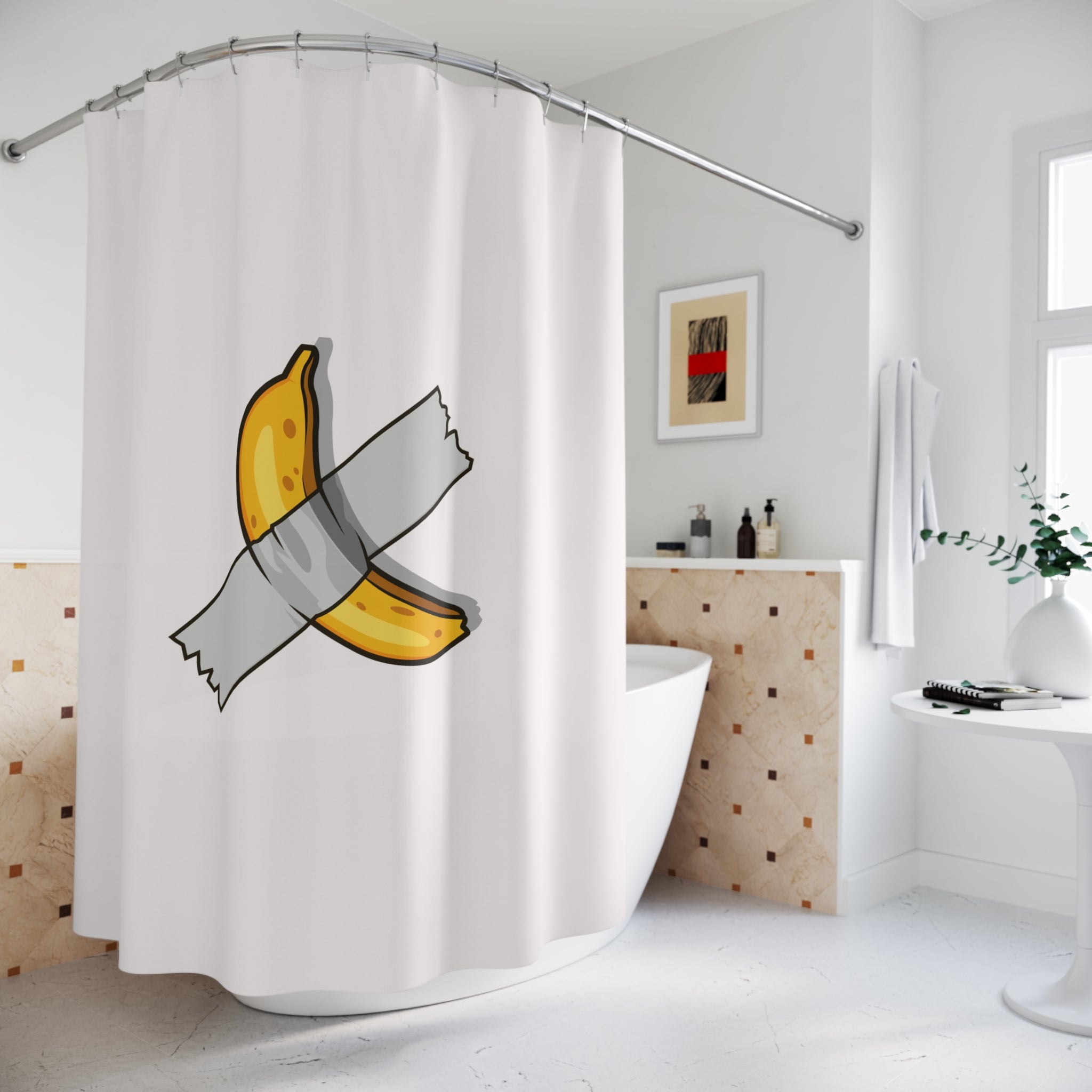 Taped Solo Banana  Shower Curtain, Fun Bathroom Decor, Quirky Gift for Fruit Lovers, Modern Shower Decor, Unique Home Accessories