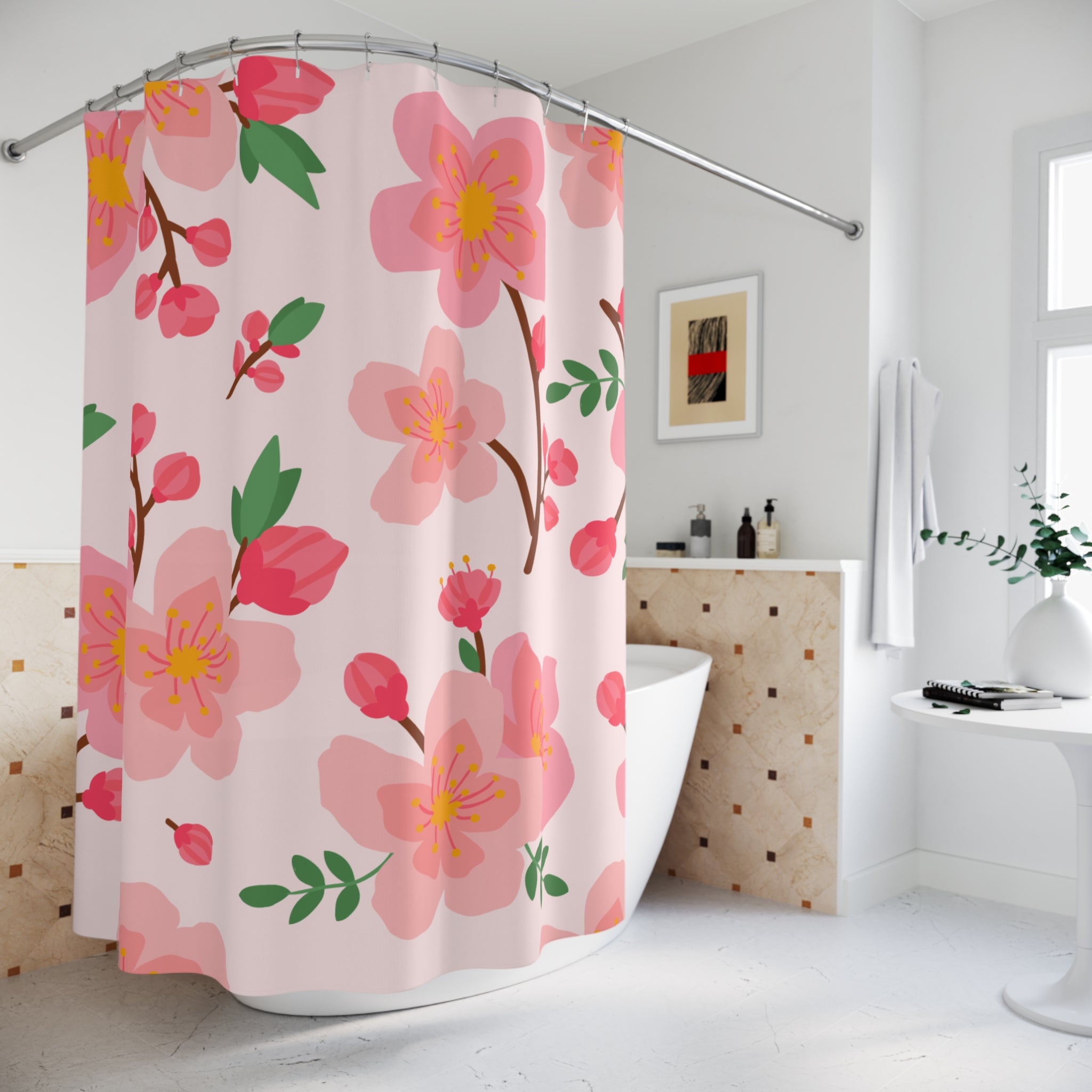 Plum Blossom Floral Shower Curtain