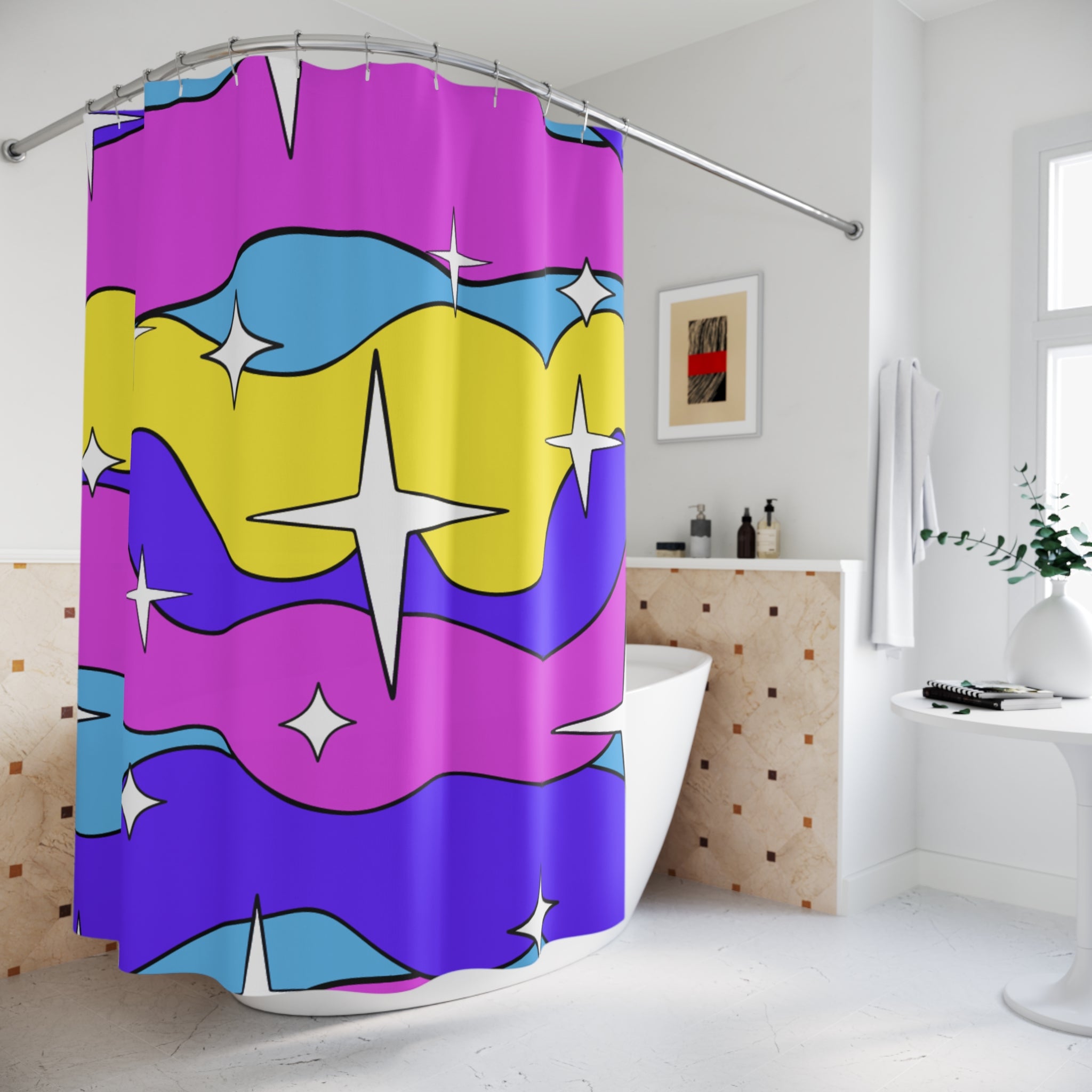 Genie Swirly Stars Shower Curtain