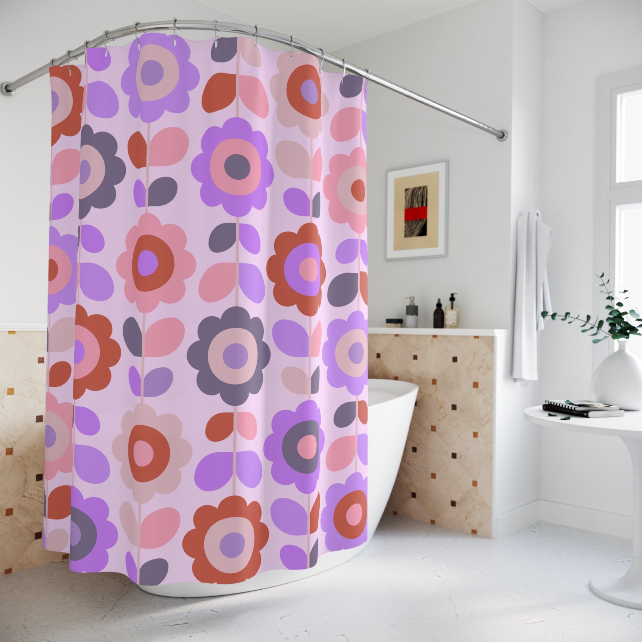 Crazy in Love Purple Floral Shower Curtains