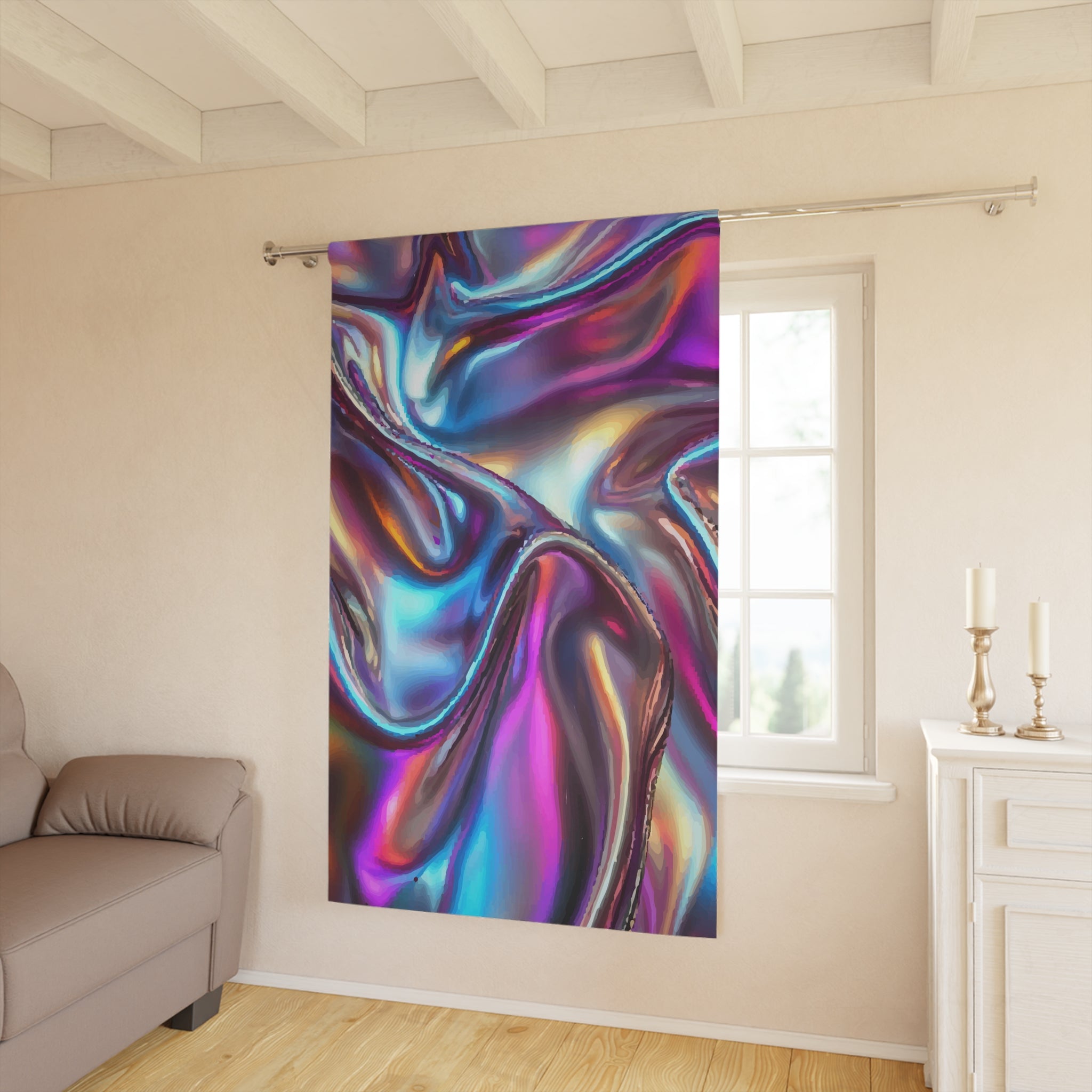 Colorful Iridescent Fabric Style Design Blackout Window Curtain