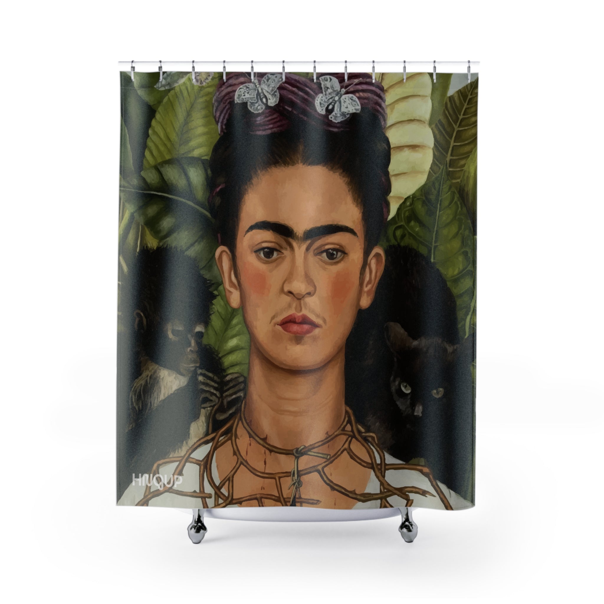 Frida Kahlo-Inspired Shower Curtain, Artistic Home Decor, Boho Bathroom Accent, Gift for Art Lovers, Unique Bath Accessory