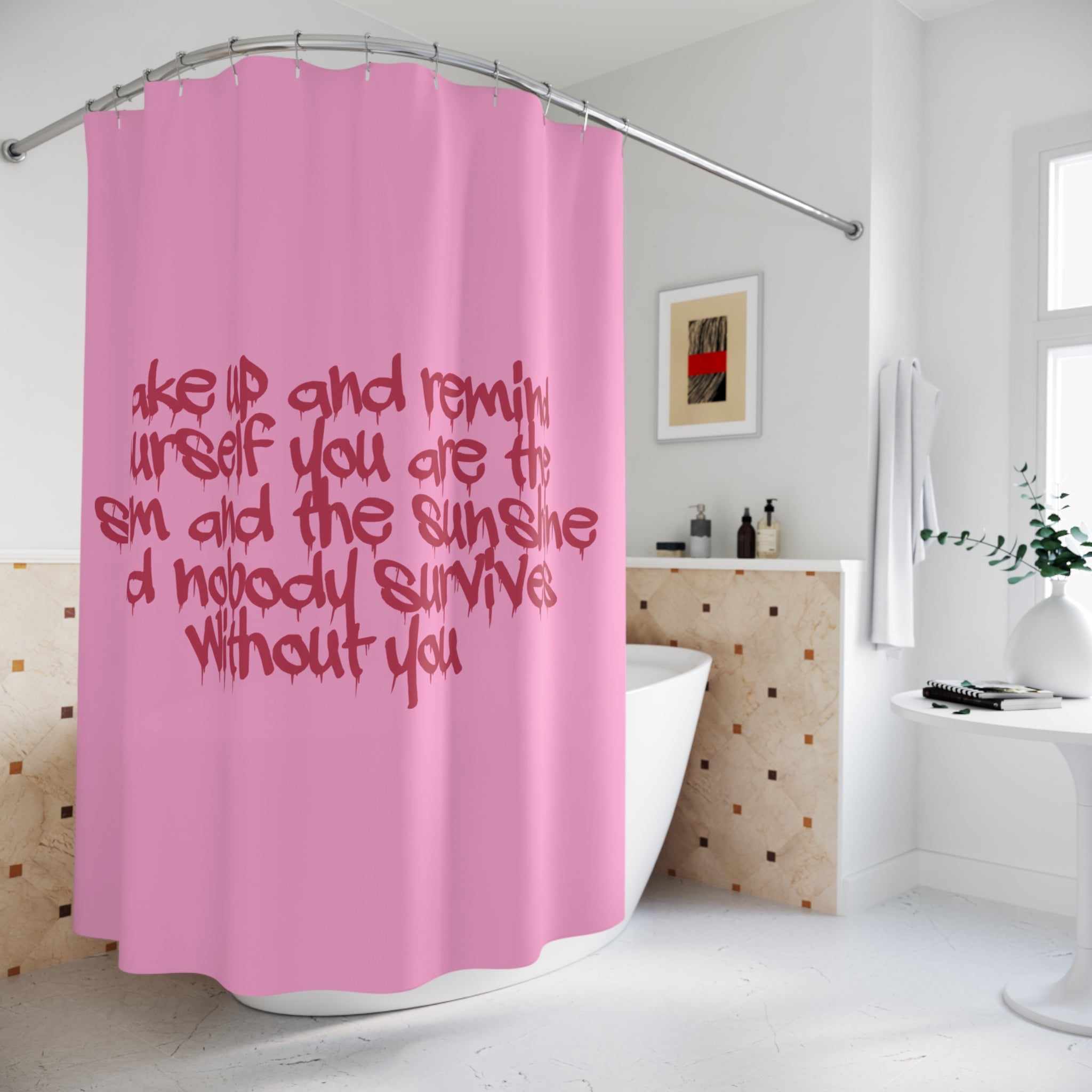 Inspirational Shower Curtain - Positive Affirmation Decor, Vibrant Design for Bathroom, Gift for Her, Home Decor, Motivational Quotes