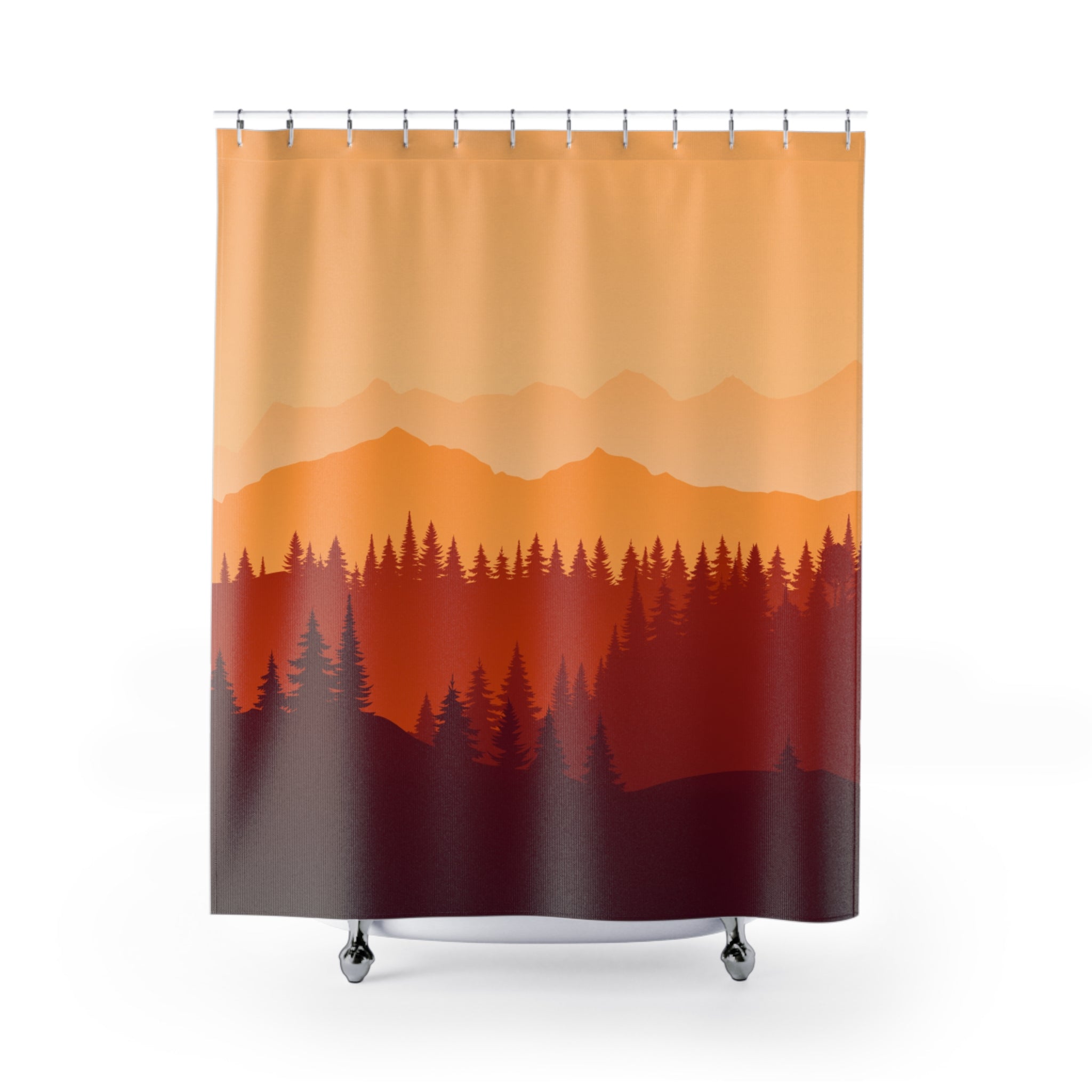 Sunset Mountain Shower Curtain, Boho Bathroom Decor, Nature-Inspired Curtain, Home Spa Aesthetic, Gift for Nature Lovers