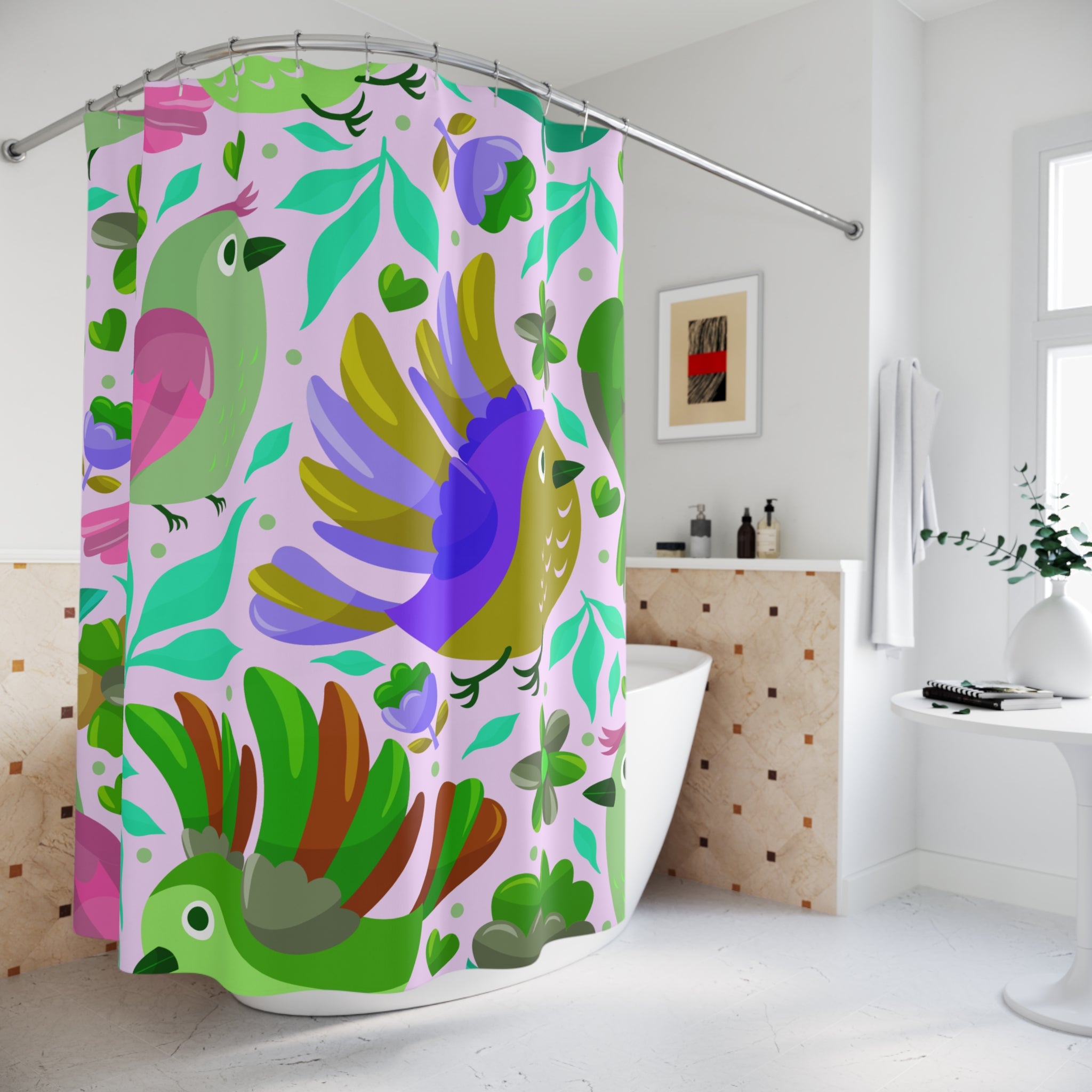 Lookie Three Little Birdies Shower Curtain