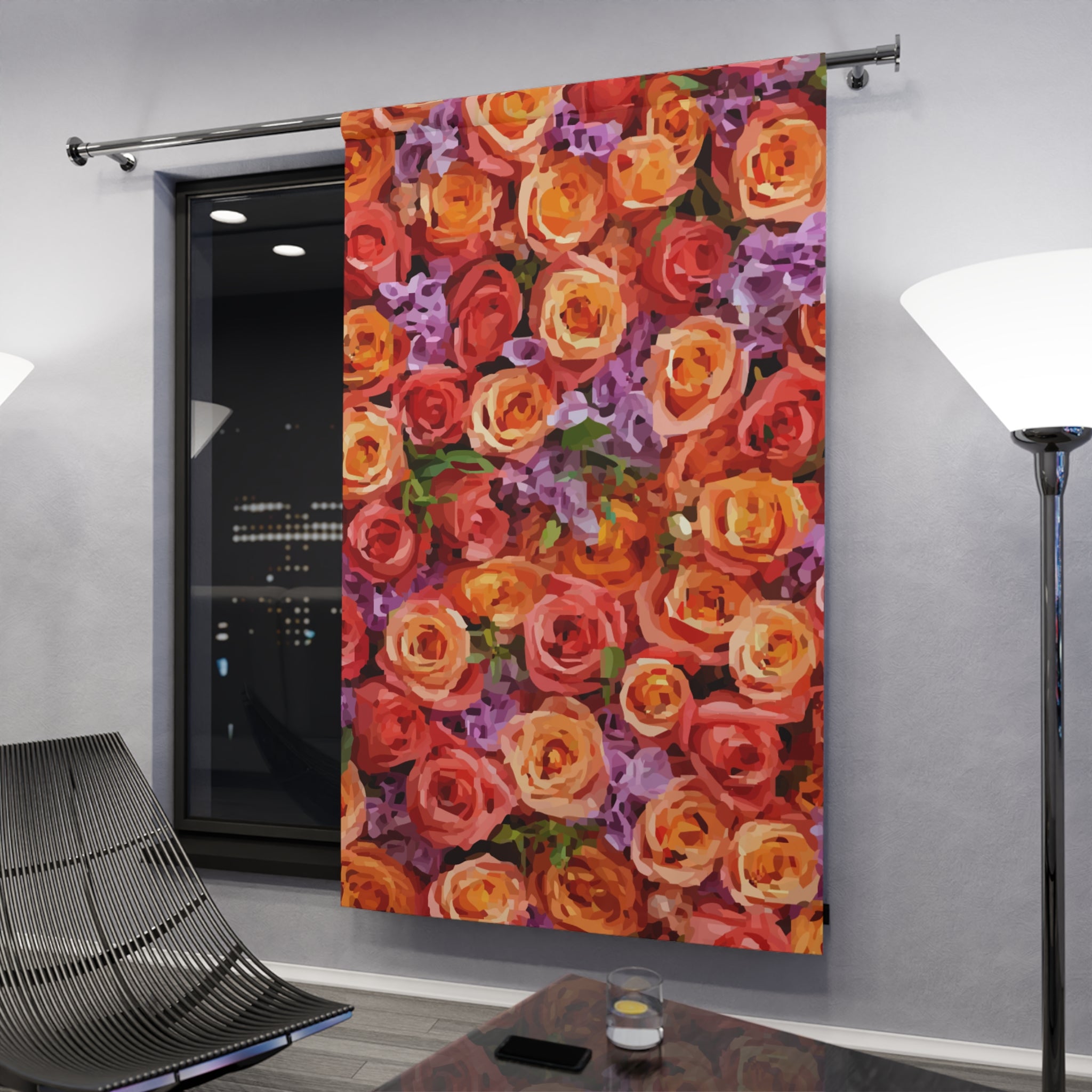 Pretty Roses Squished Together Blackout Window Curtain