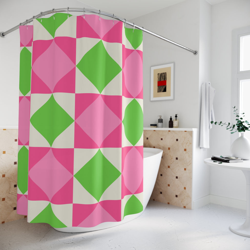 Vibrant Geometric Shower Curtain, Bright Bathroom Decor, Modern Home Accents, Gift for Friends, Spring & Summer Vibes