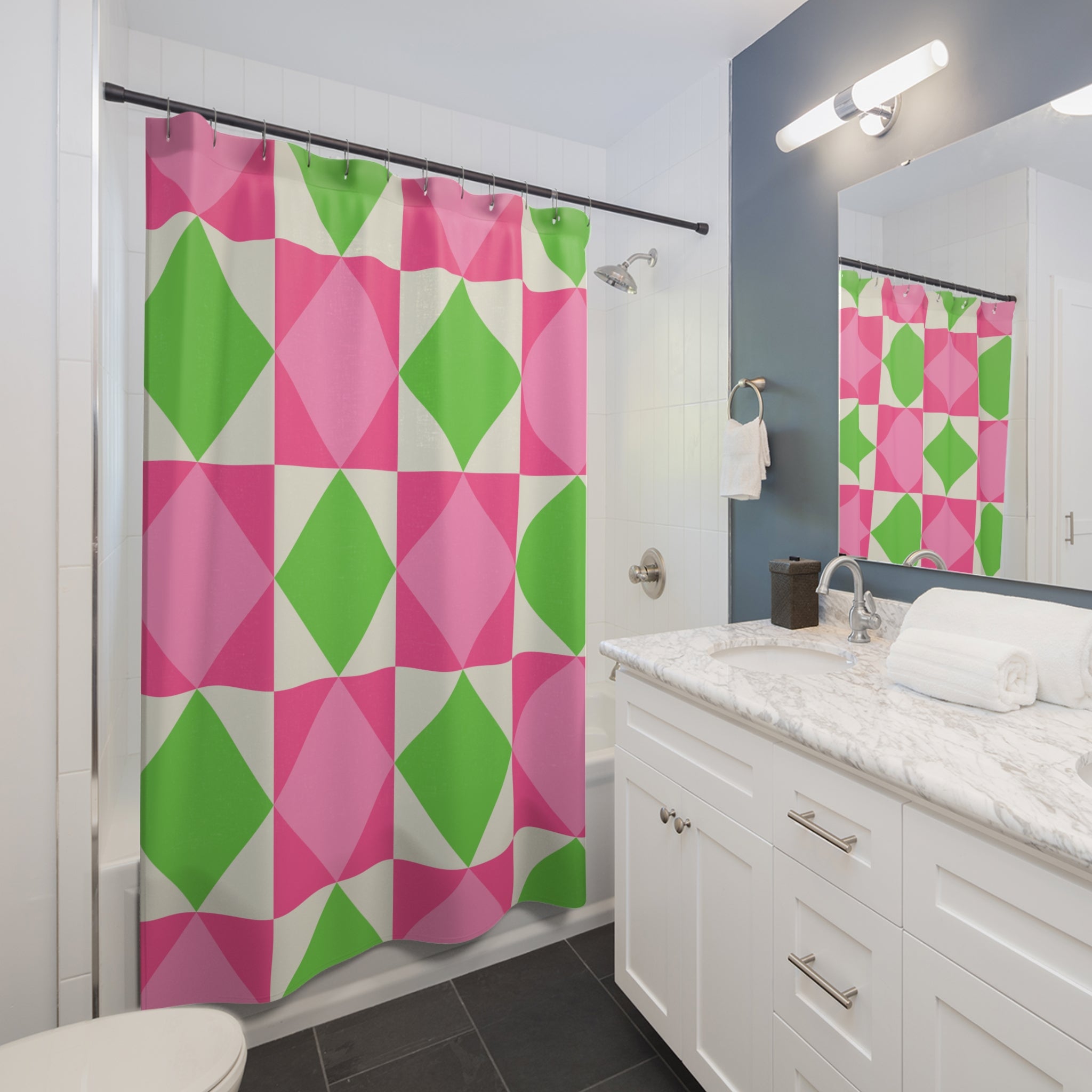 Vibrant Geometric Shower Curtain, Bright Bathroom Decor, Modern Home Accents, Gift for Friends, Spring & Summer Vibes