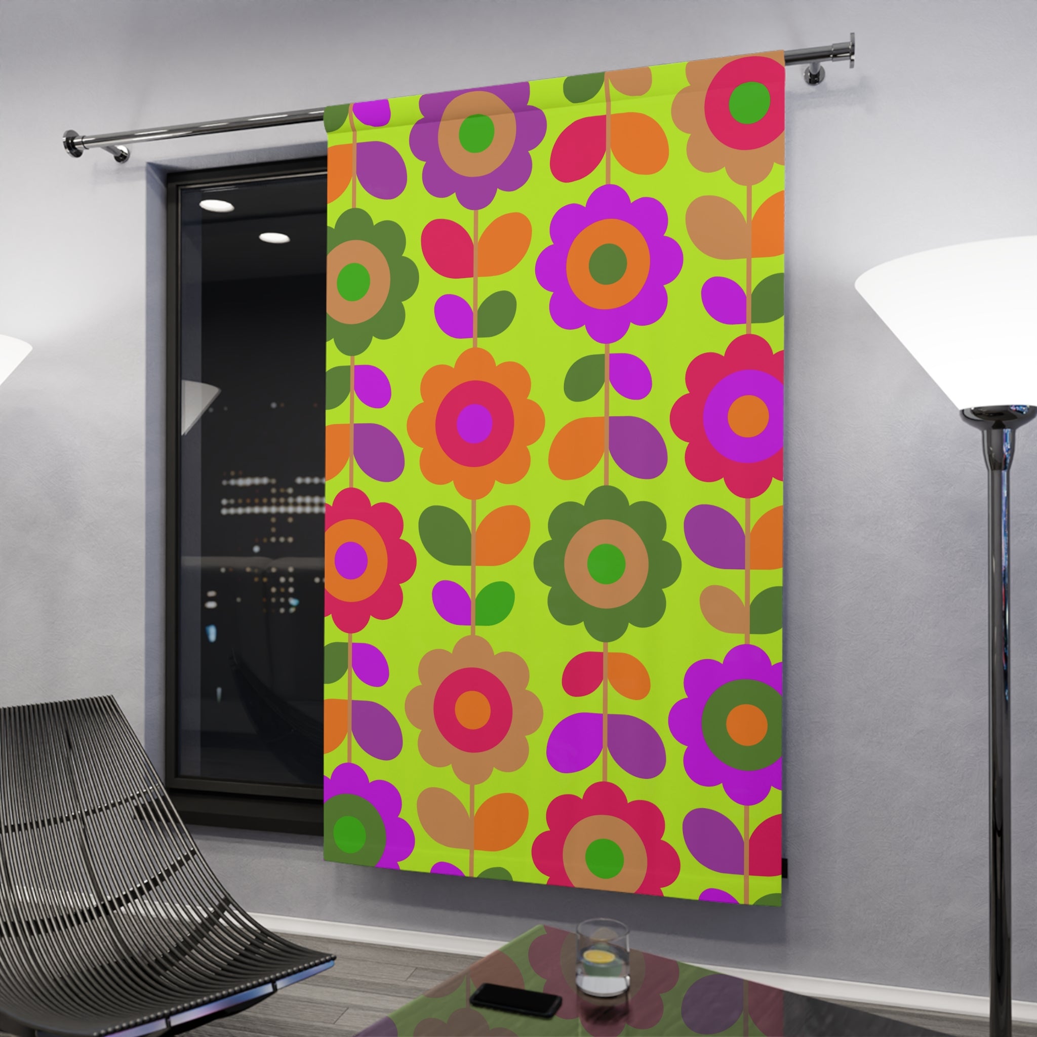 Crazy in Love Yellow Floral Pattern Blackout Window Curtain