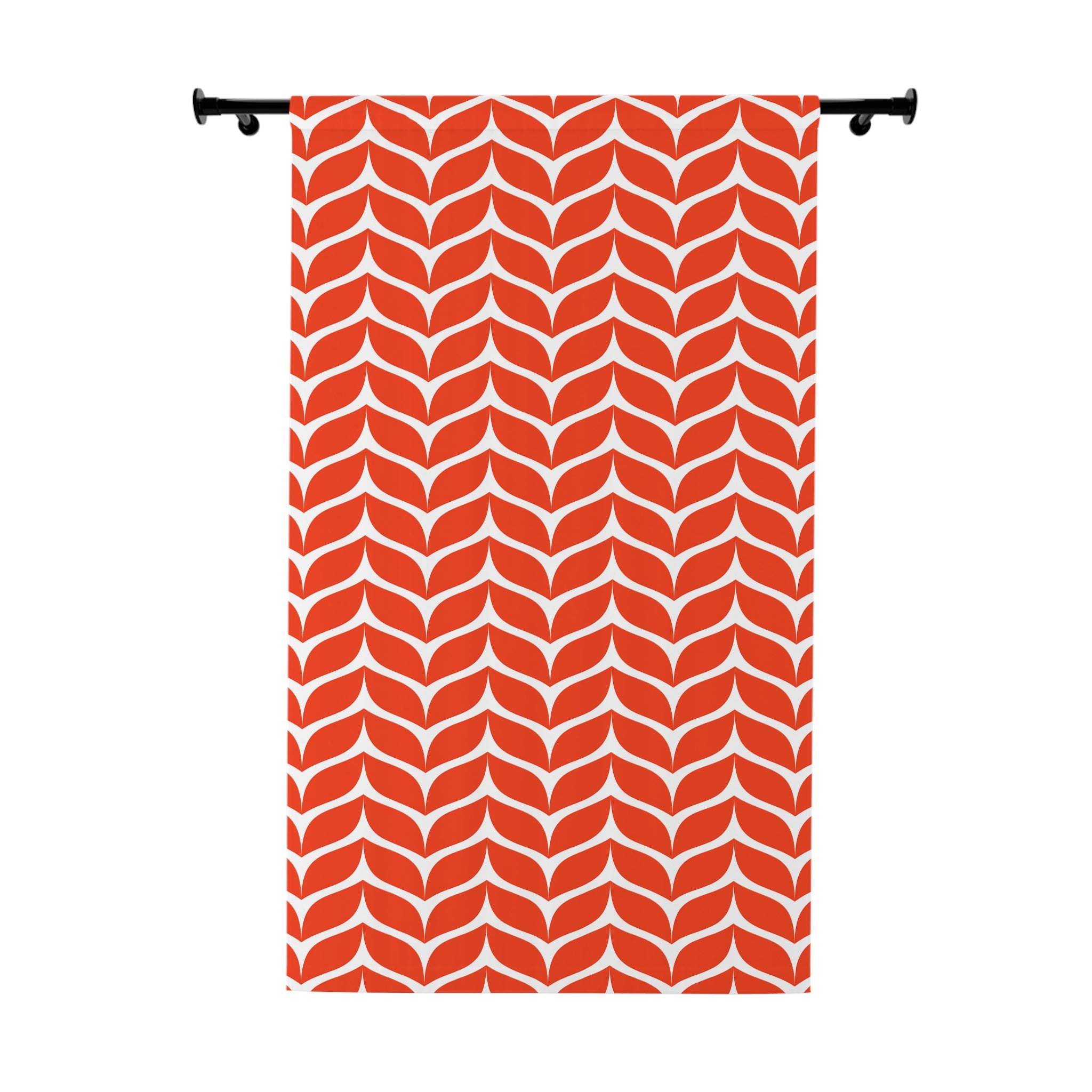 Red Whale Tails Pattern Blackout Window Curtain