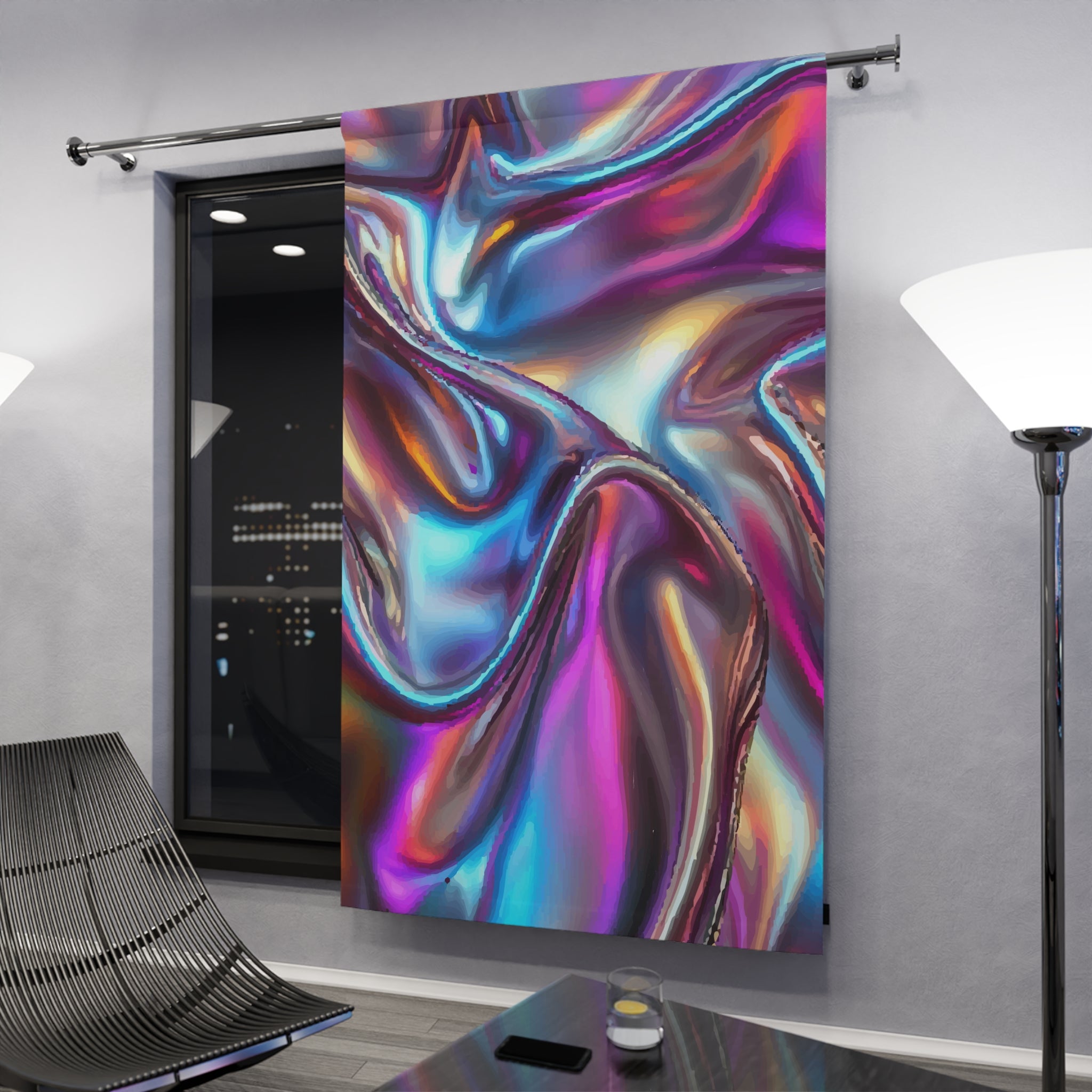 Colorful Iridescent Fabric Style Design Blackout Window Curtain