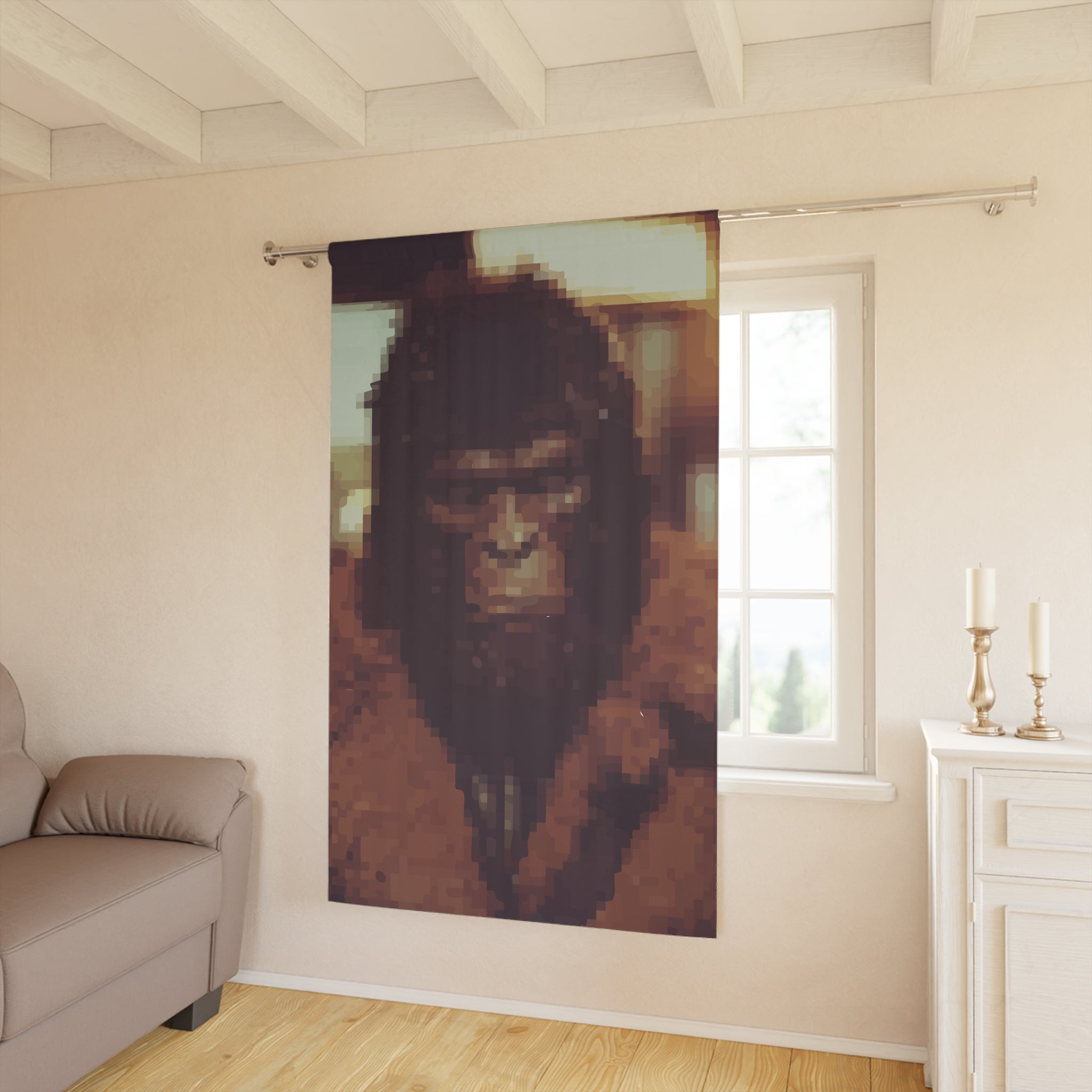 Retro Pixelated City Gorilla Blackout Window Curtain
