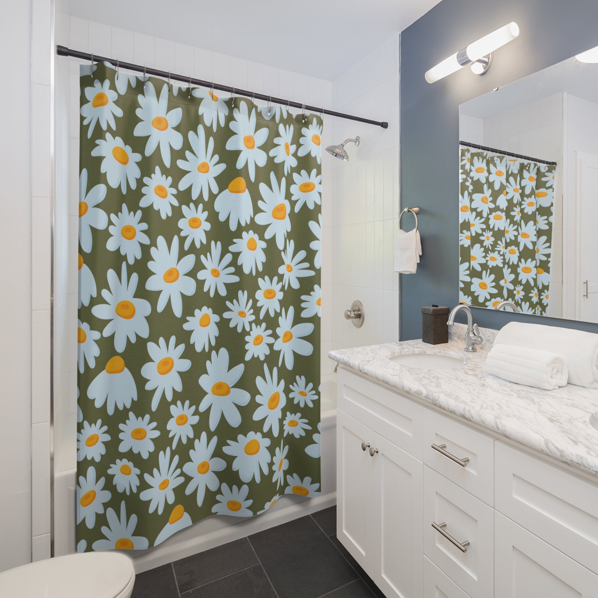 Daisy Field Naturalish Shower Curtain