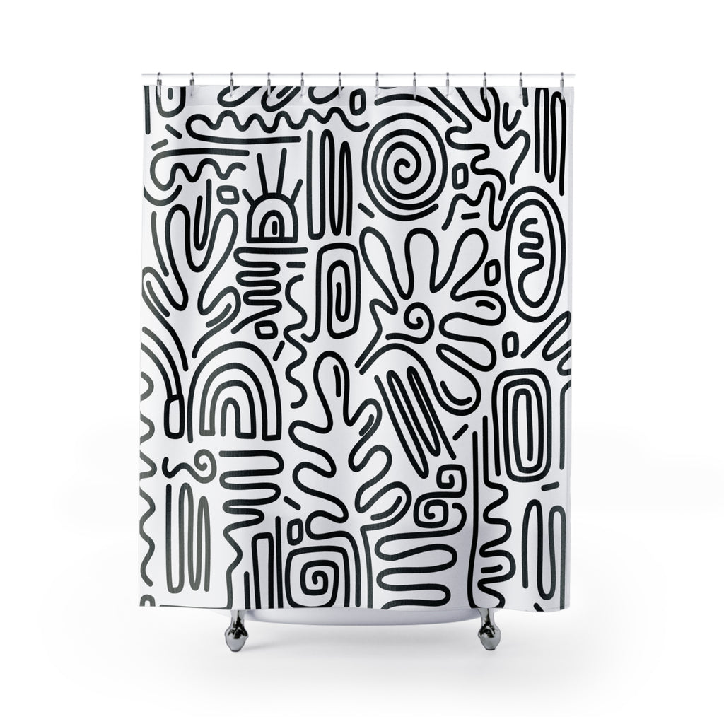 Chic Abstract Minimalist Outline Pattern Shower Curtain - Modern Home Decor, Bathroom Accessories, Unique Gift, Boho Style, Minimalist Design