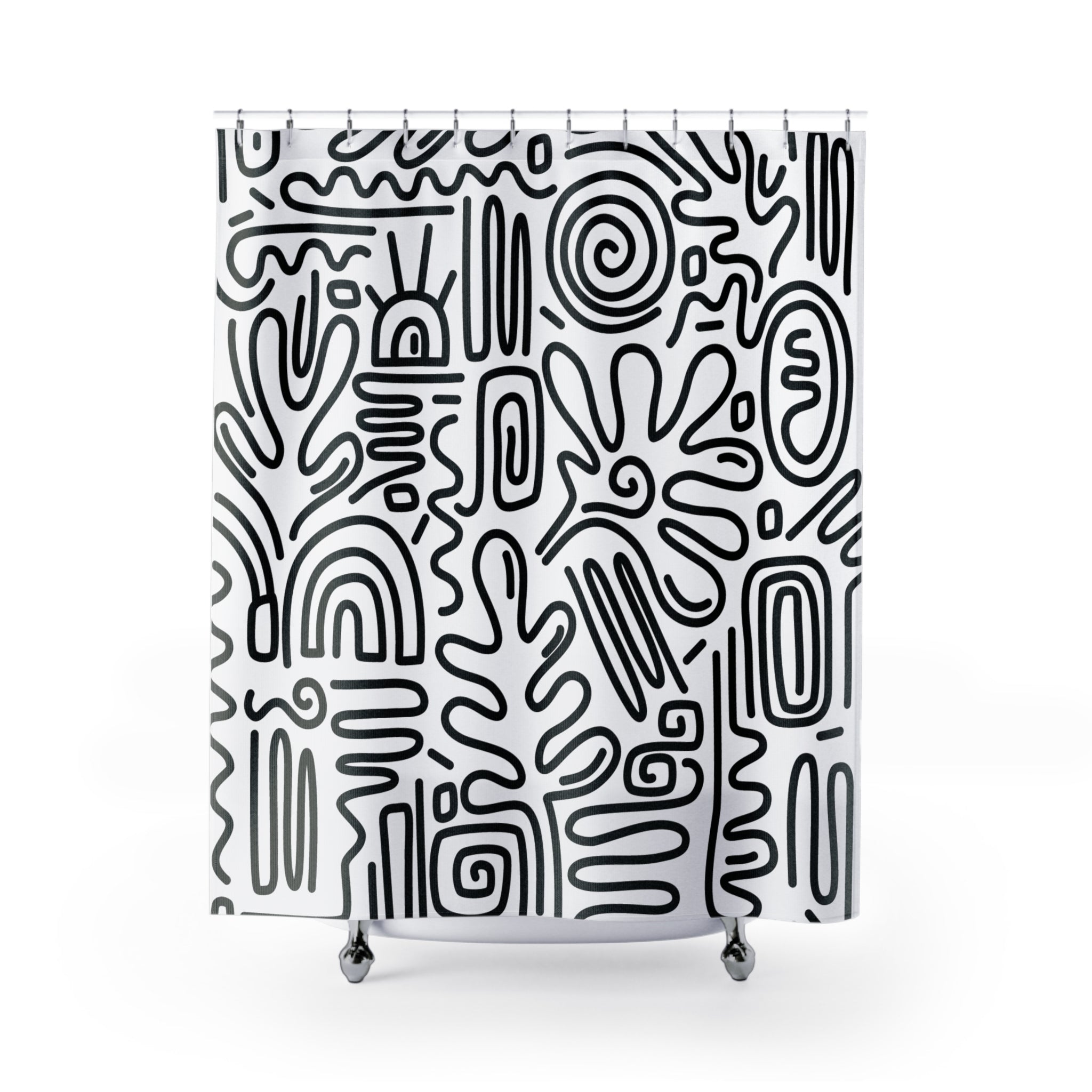 Chic Abstract Minimalist Outline Pattern Shower Curtain - Modern Home Decor, Bathroom Accessories, Unique Gift, Boho Style, Minimalist Design