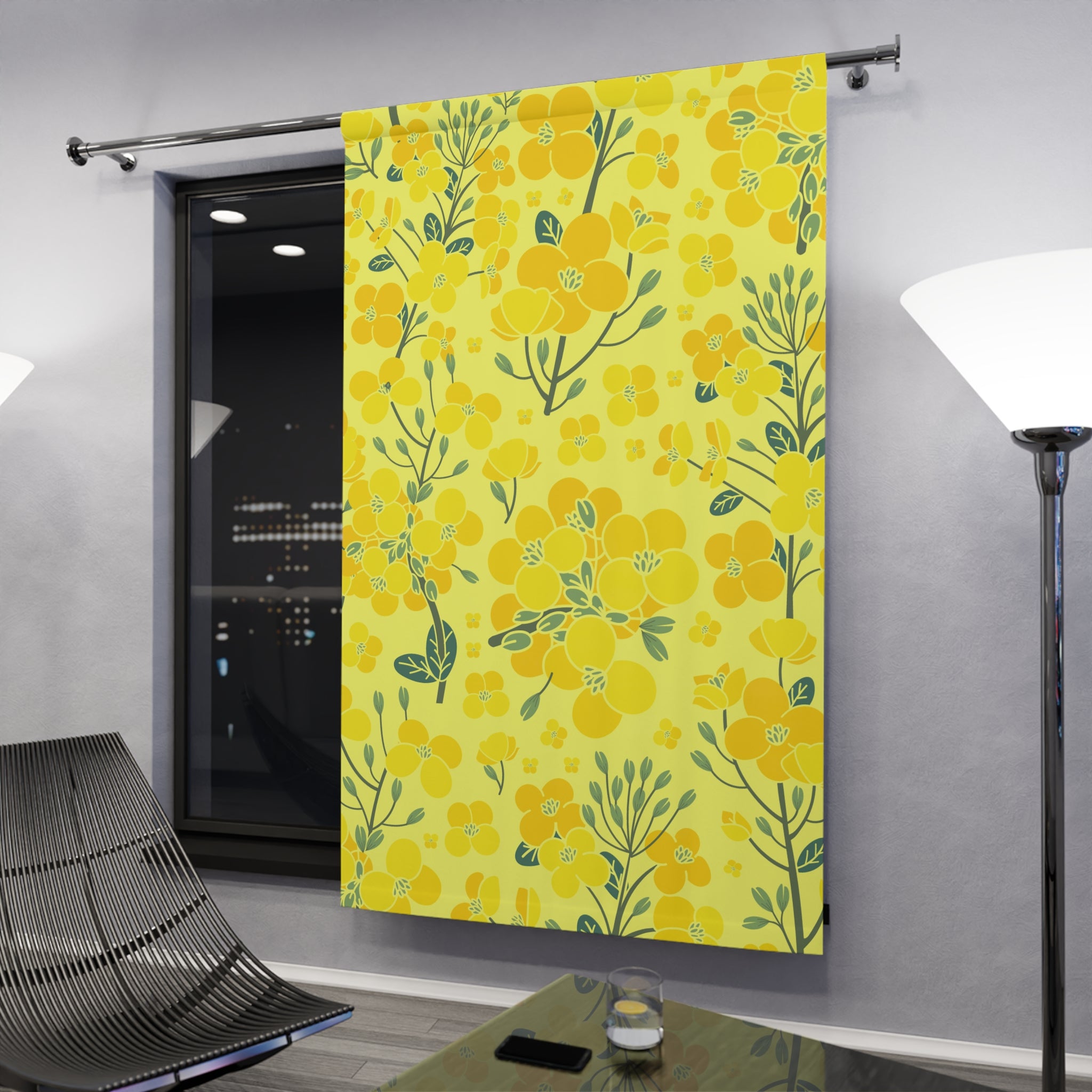 Canola Floral Pattern Blackout Window Curtain